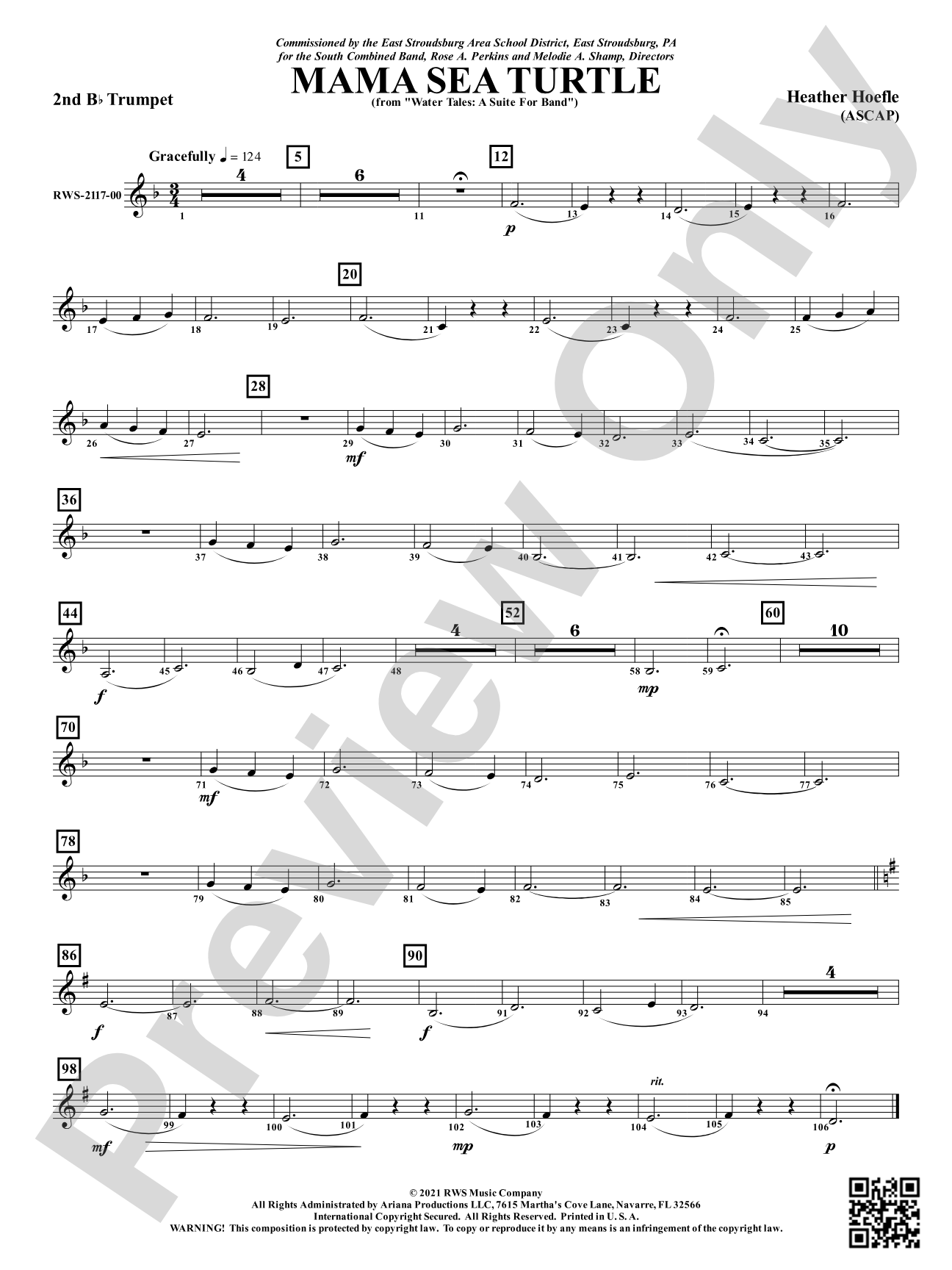Mama Sea Turtle - From <i>Water Tales: A Suite for Band</i>: 2nd B-flat Trumpet