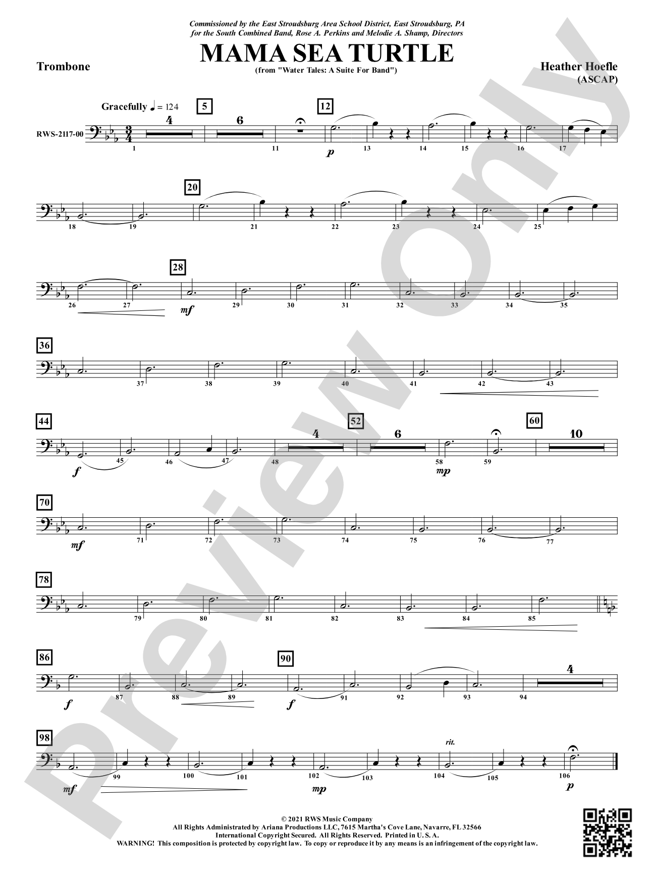 Mama Sea Turtle - From <i>Water Tales: A Suite for Band</i>: 1st Trombone