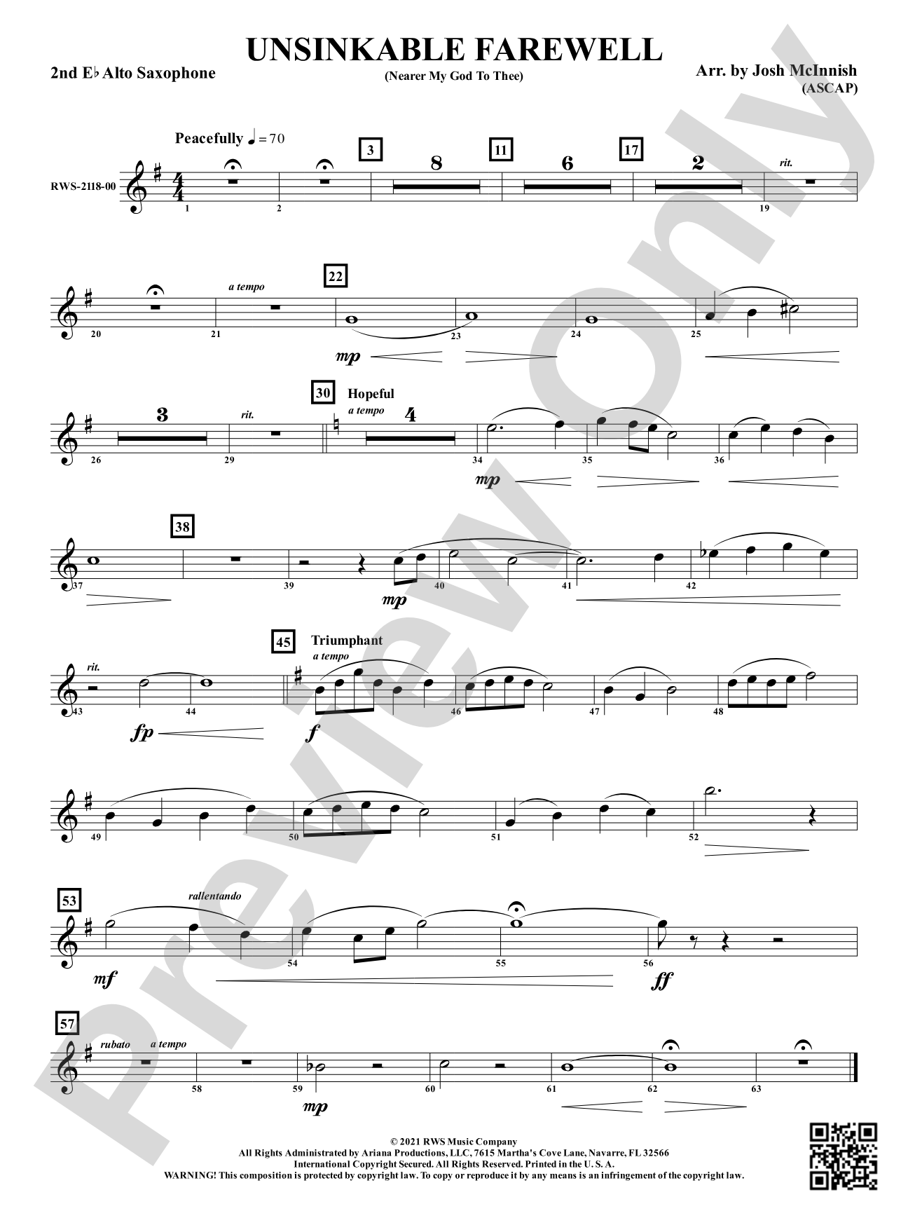 Unsinkable Farewell - Nearer My God to Thee: 2nd E-flat Alto Saxophone