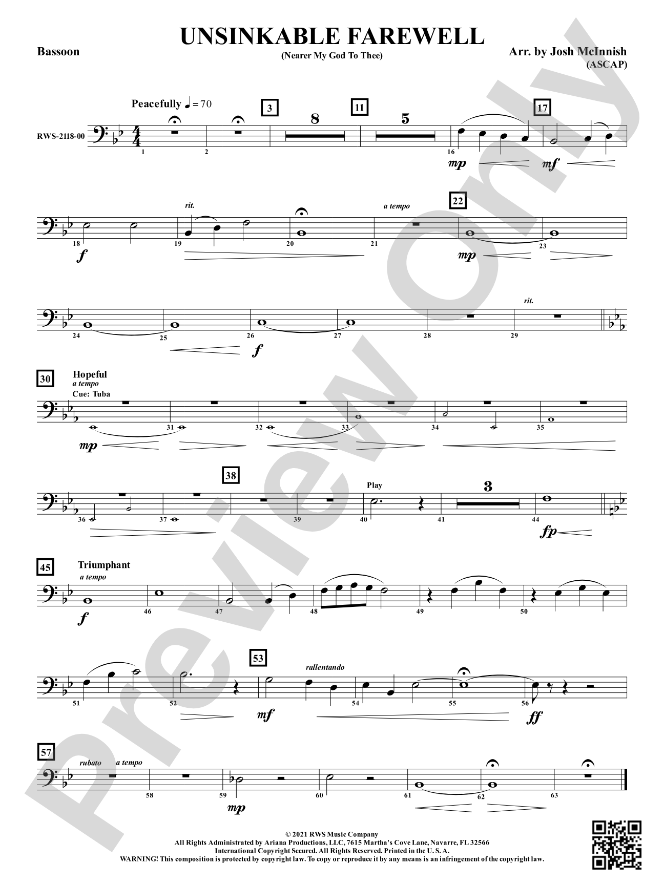 Unsinkable Farewell - Nearer My God to Thee: Bassoon