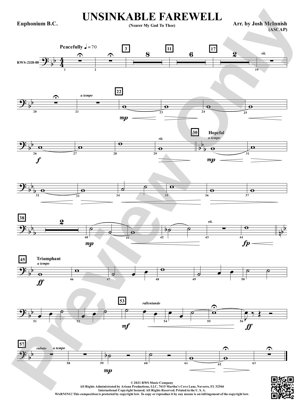 Unsinkable Farewell - Nearer My God to Thee: Baritone B.C.