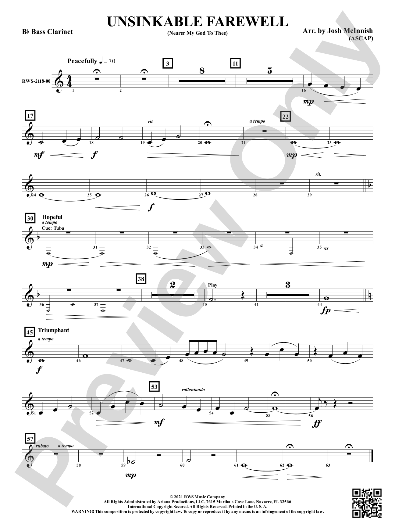 Unsinkable Farewell - Nearer My God to Thee: B-flat Bass Clarinet