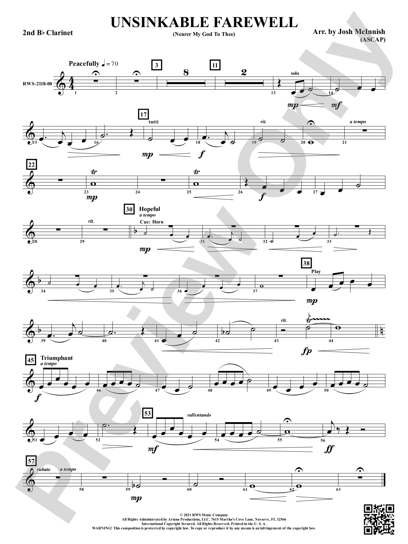 Unsinkable Farewell - Nearer My God to Thee: 2nd B-flat Clarinet