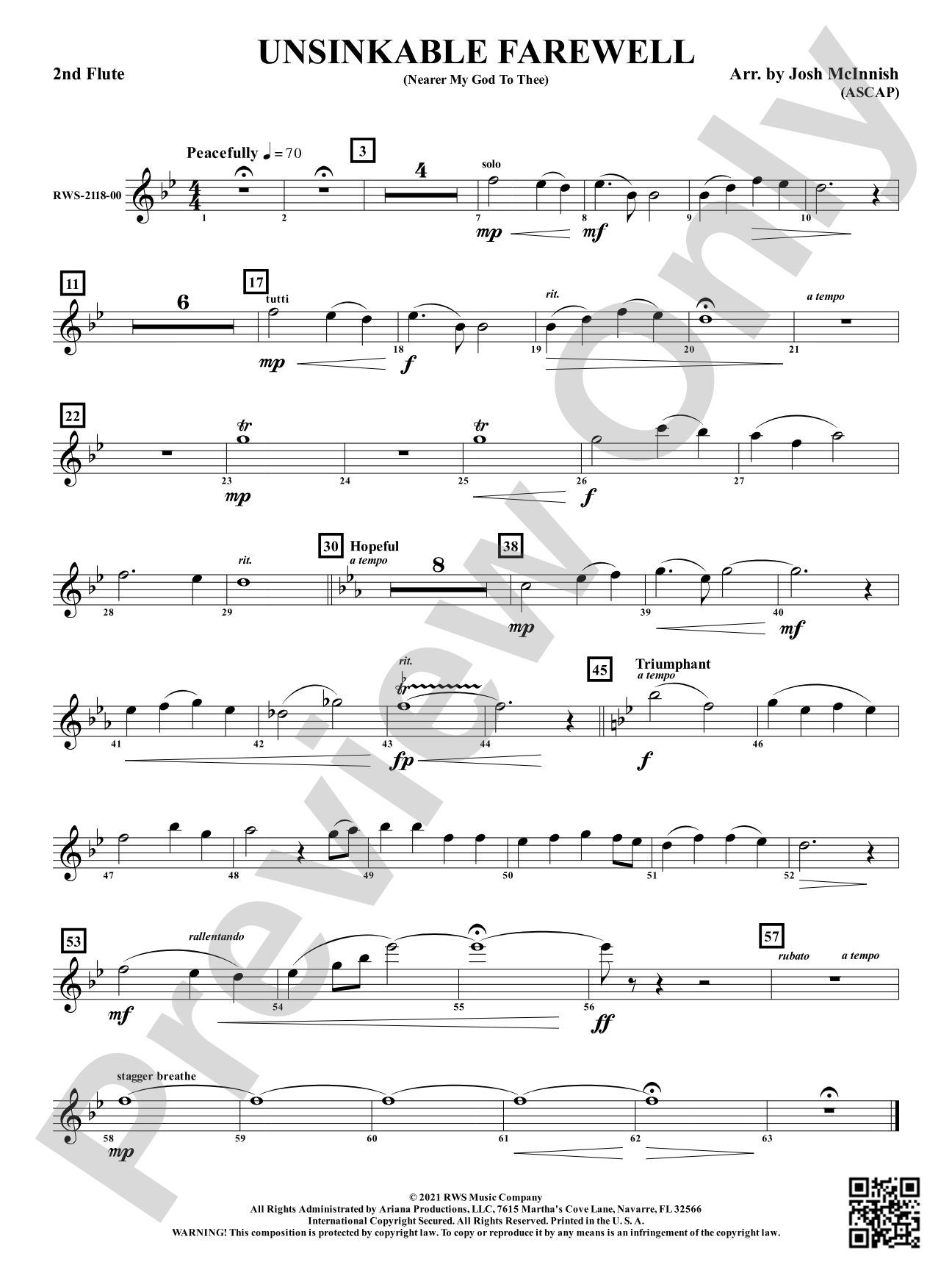 Unsinkable Farewell - Nearer My God to Thee: 2nd Flute