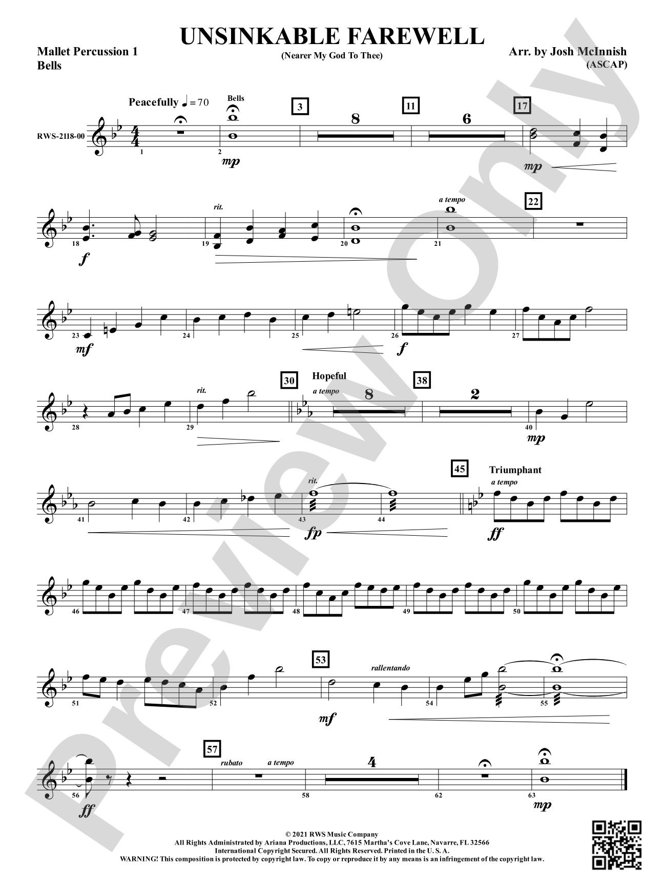 Unsinkable Farewell - Nearer My God to Thee: 1st Mallet Percussion