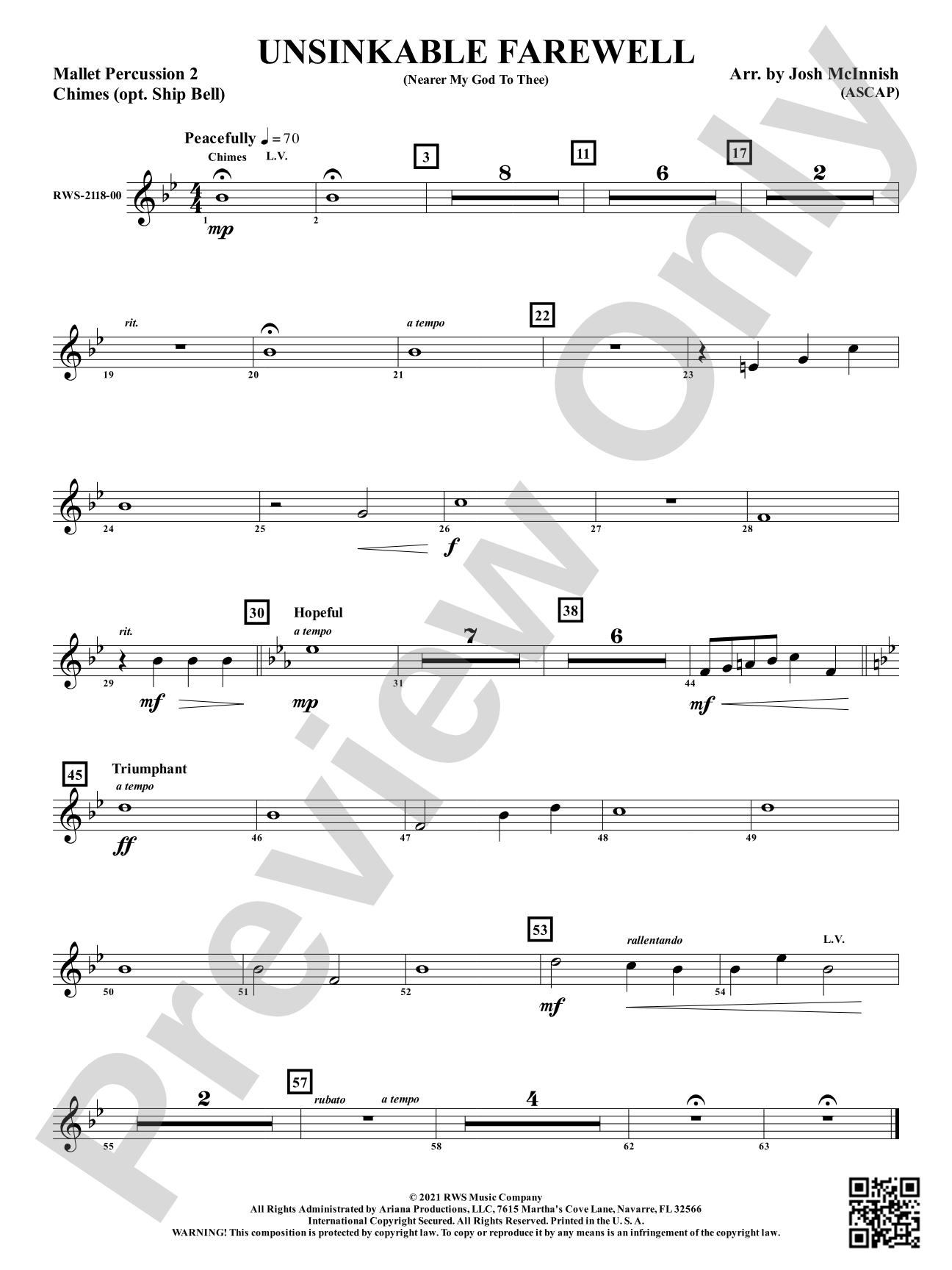 Unsinkable Farewell - Nearer My God to Thee: 2nd Mallet Percussion