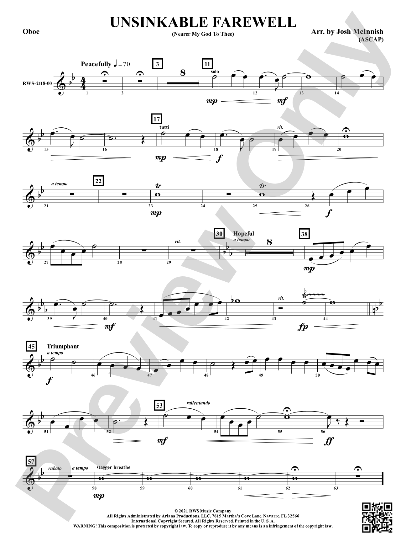 Unsinkable Farewell - Nearer My God to Thee: Oboe