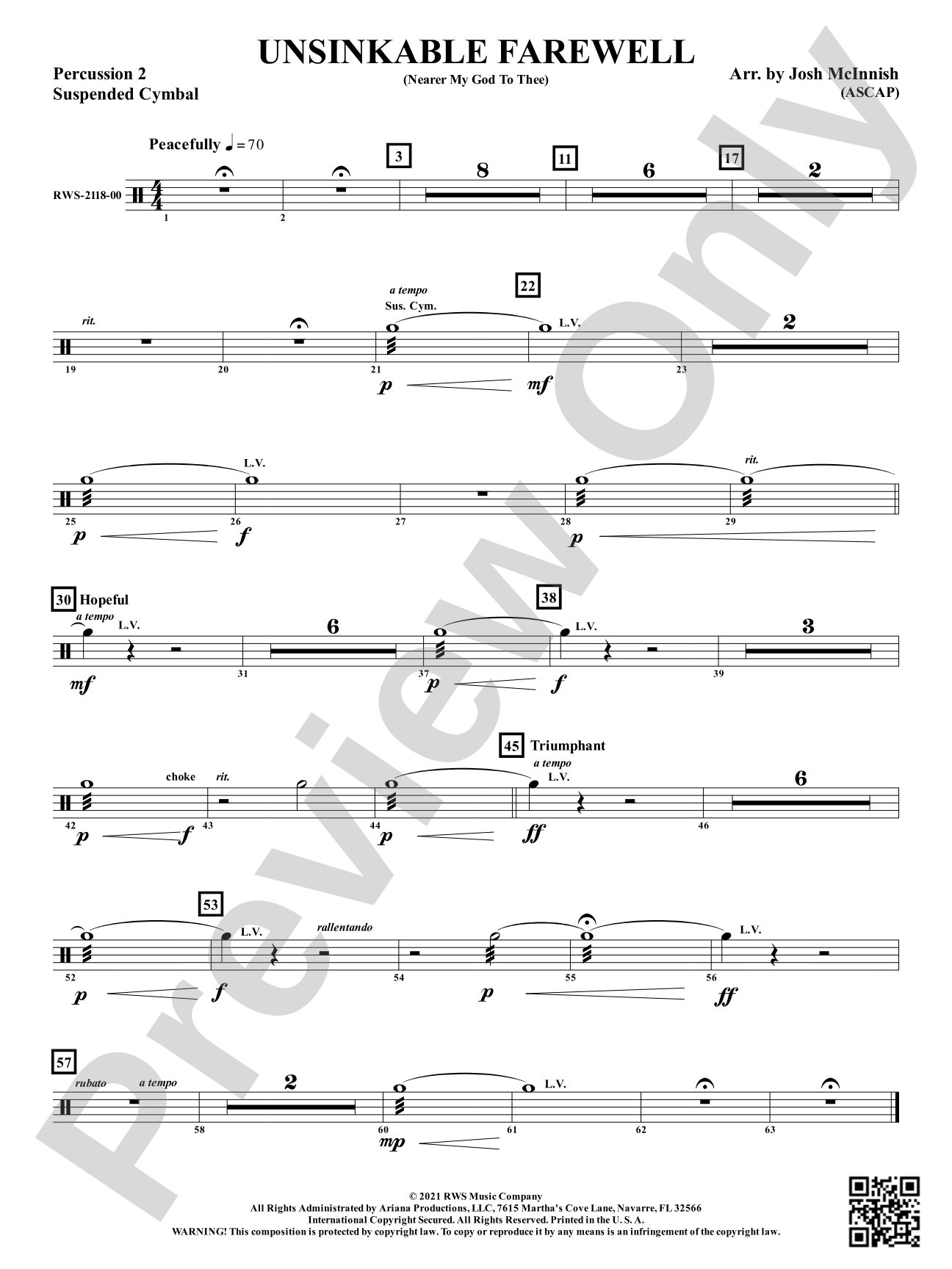 Unsinkable Farewell - Nearer My God to Thee: 2nd Percussion