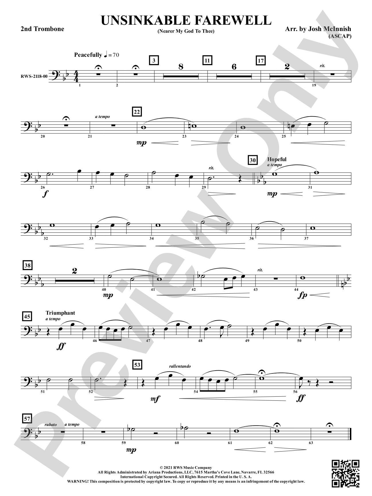 Unsinkable Farewell - Nearer My God to Thee: 2nd Trombone