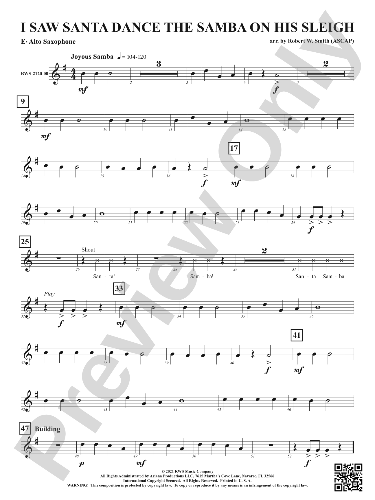 I Saw Santa Dance the Samba on His Sleigh: 1st E-flat Alto Saxophone