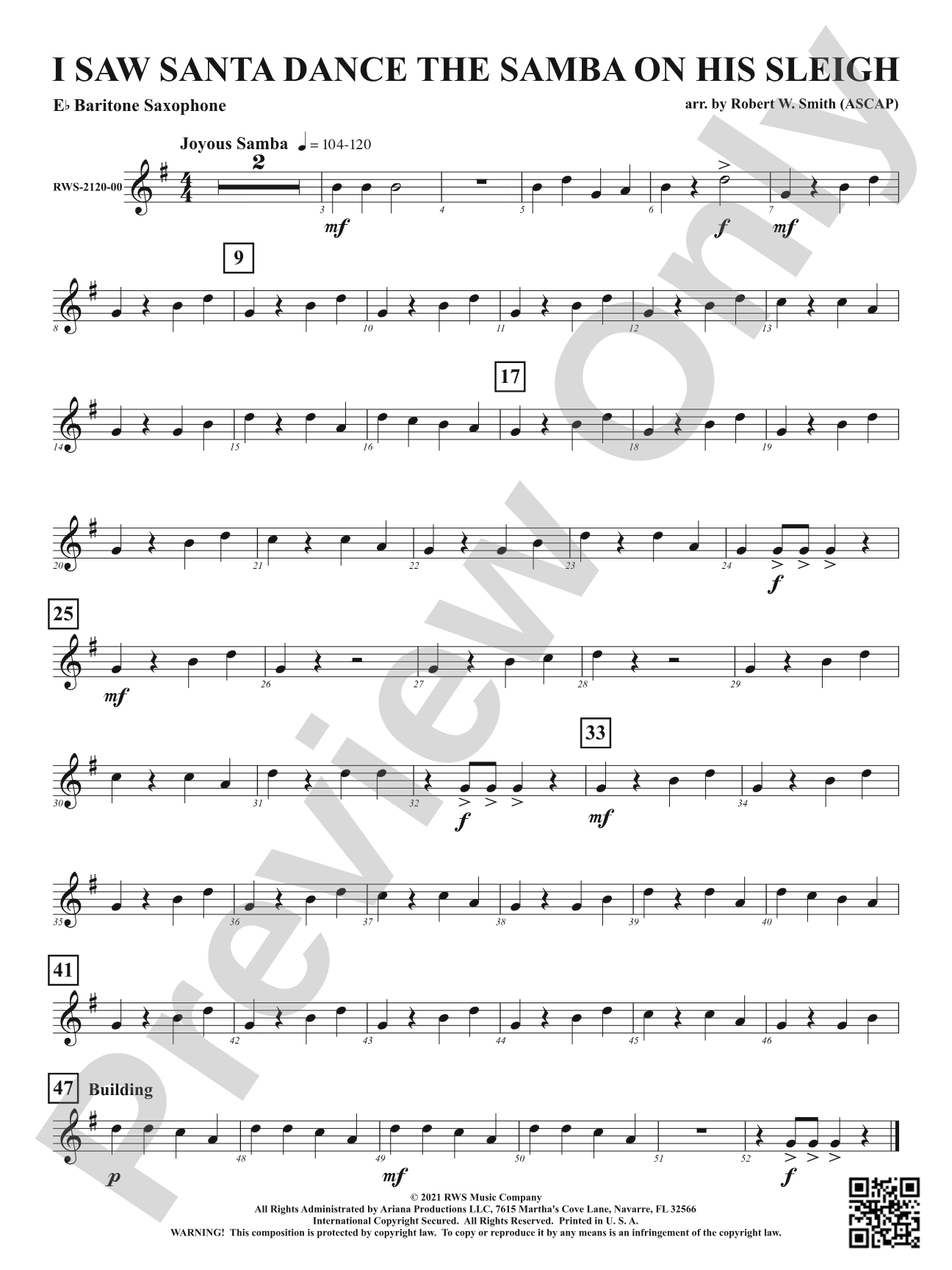 I Saw Santa Dance the Samba on His Sleigh: E-flat Baritone Saxophone