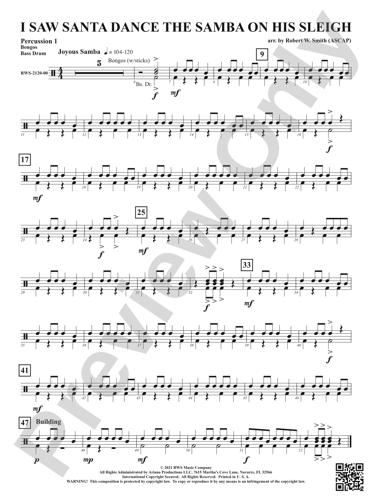 I Saw Santa Dance the Samba on His Sleigh: 1st Percussion