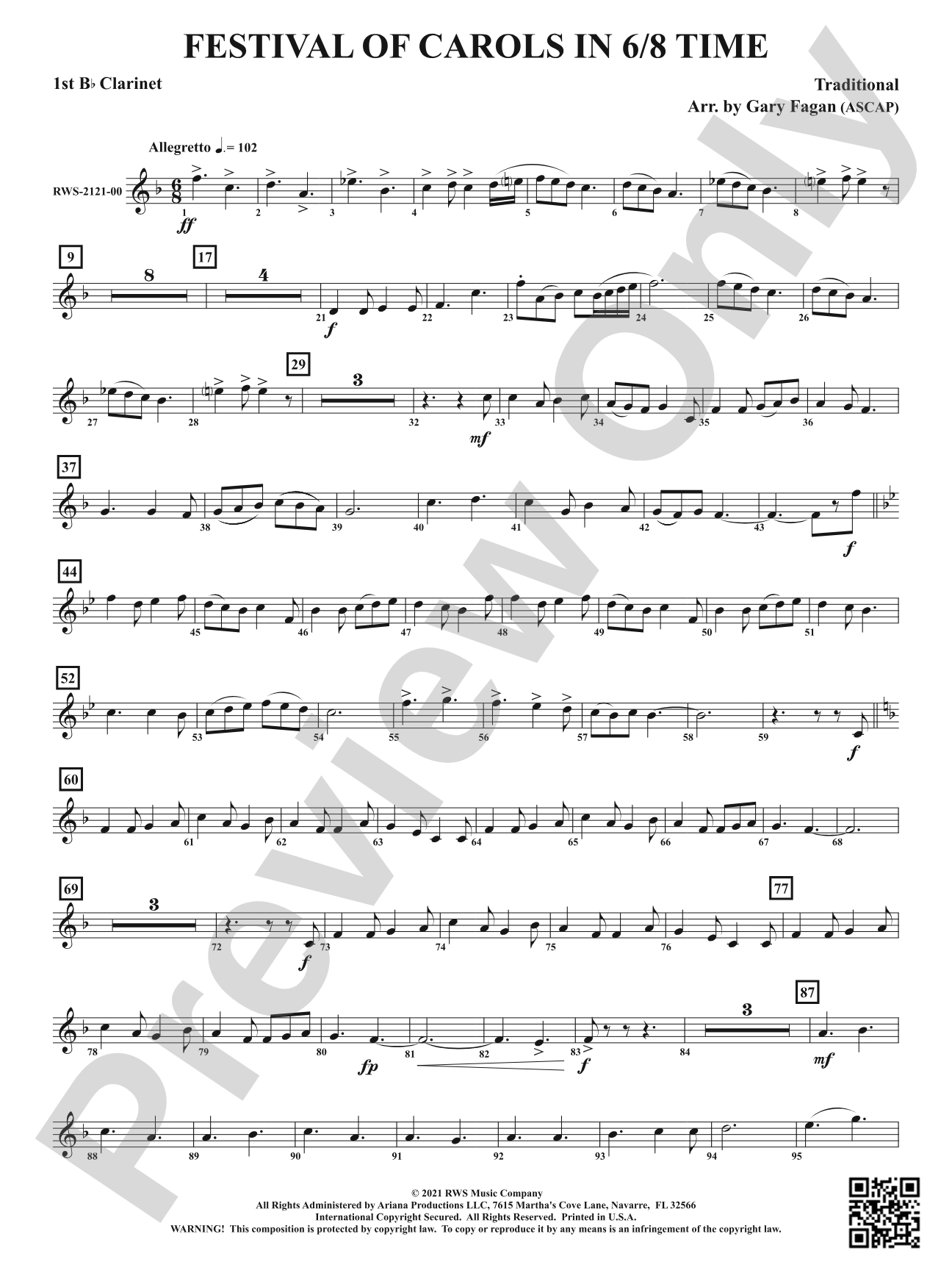 Festival of Carols in 6/8 Time: 1st B-flat Clarinet