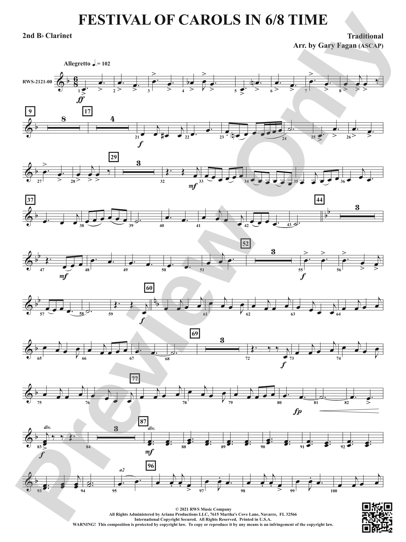 Festival of Carols in 6/8 Time: 2nd B-flat Clarinet
