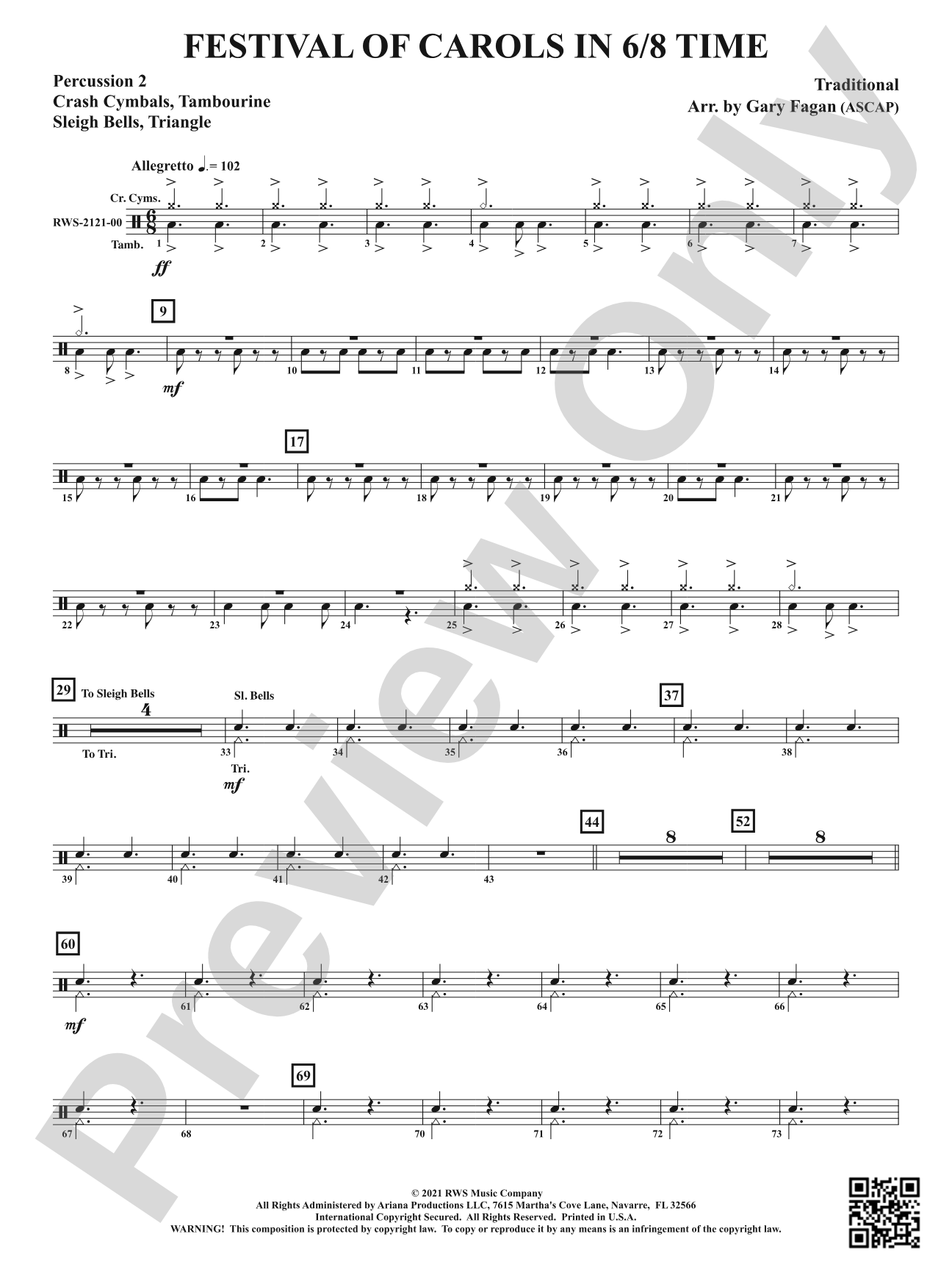 Festival of Carols in 6/8 Time: 2nd Percussion