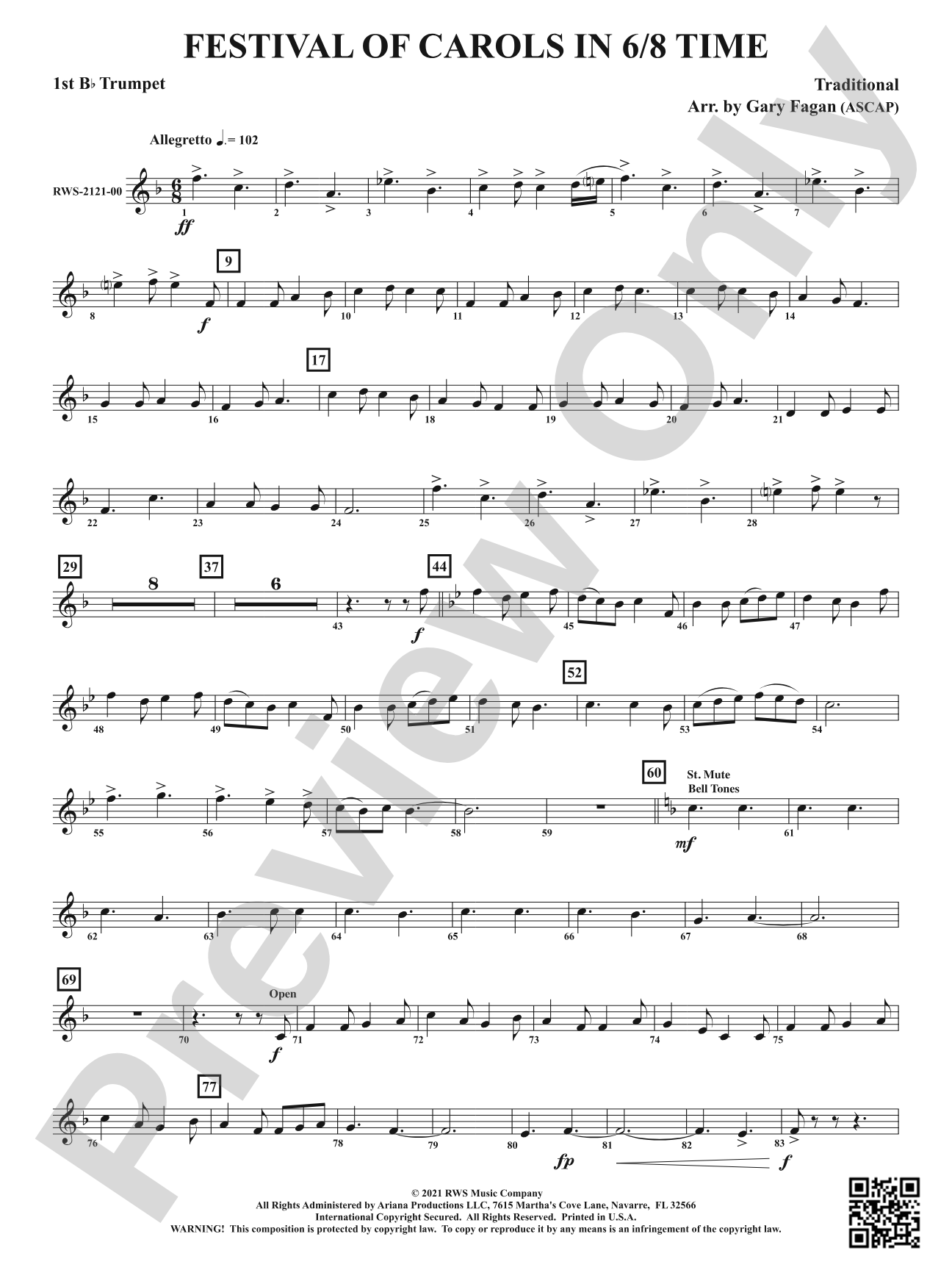 Festival of Carols in 6/8 Time: 1st B-flat Trumpet