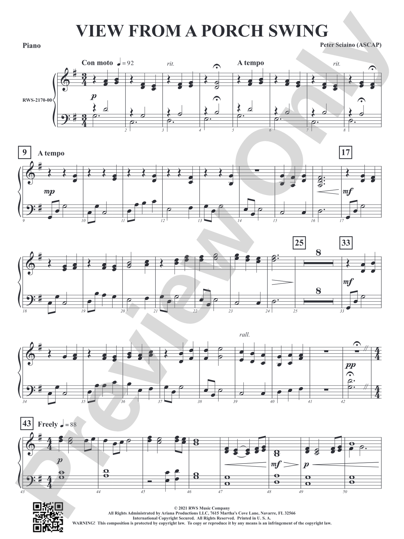 View from a Porch Swing: Piano