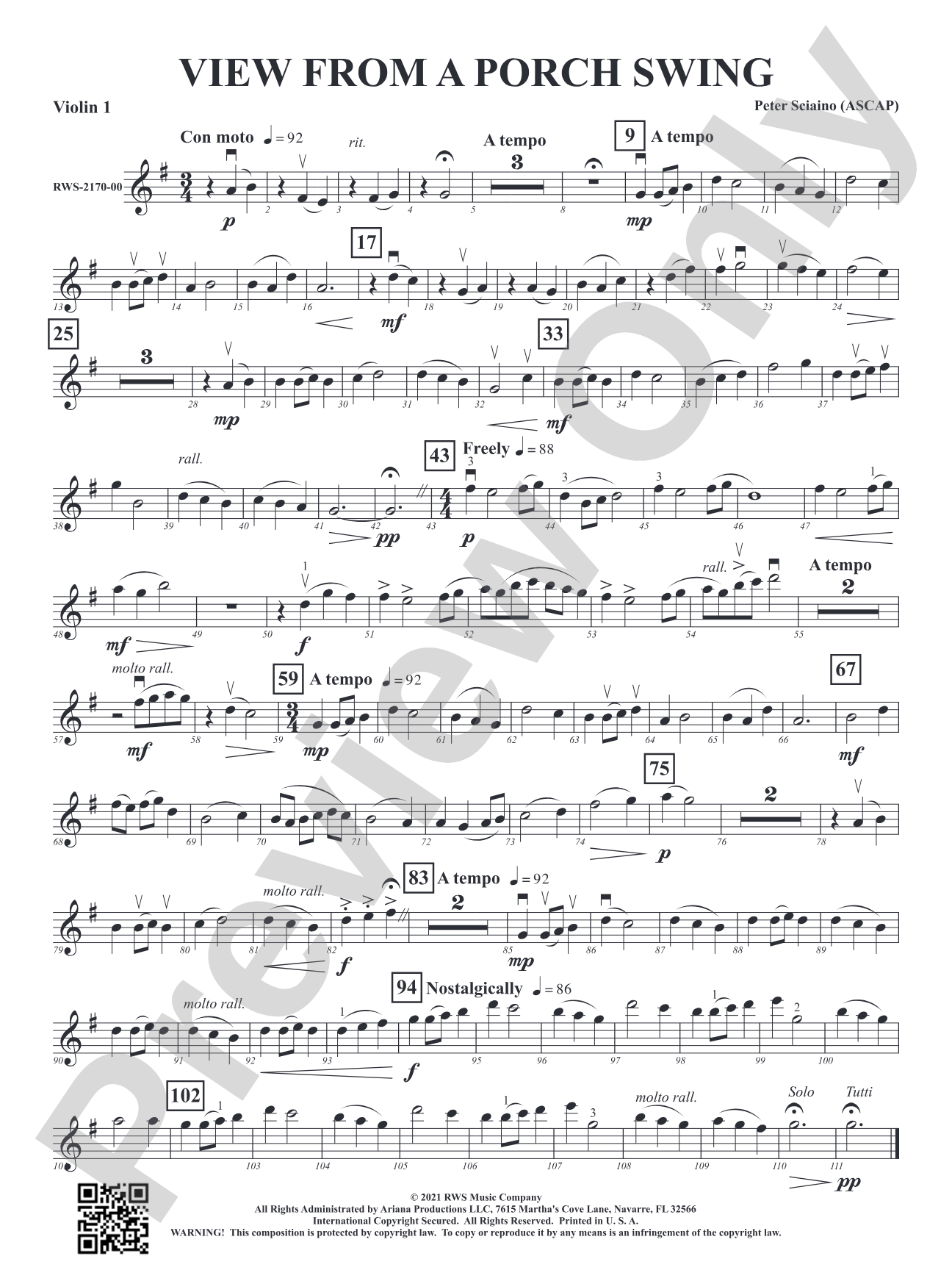View from a Porch Swing: 1st Violin