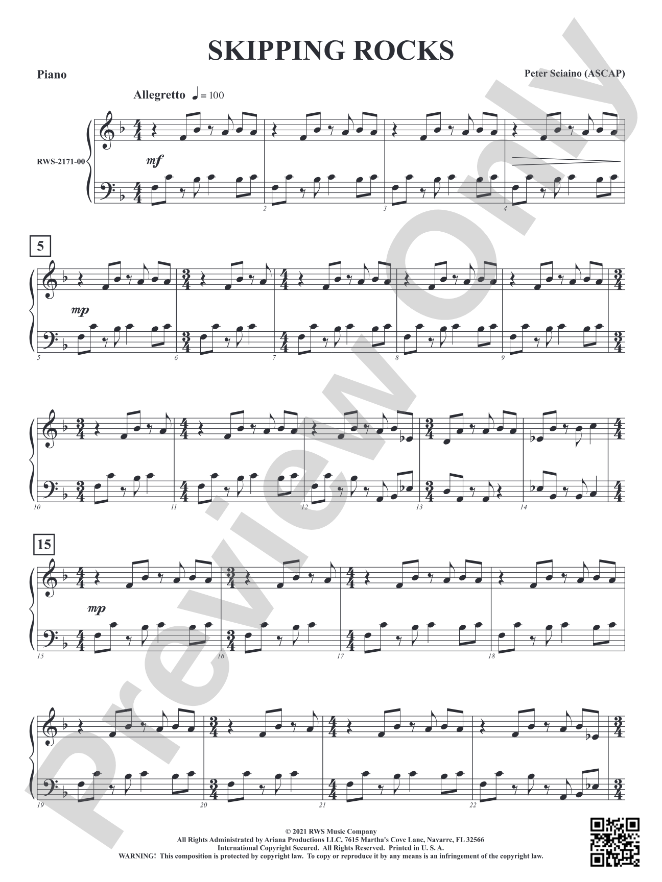 Skipping Rocks: Piano