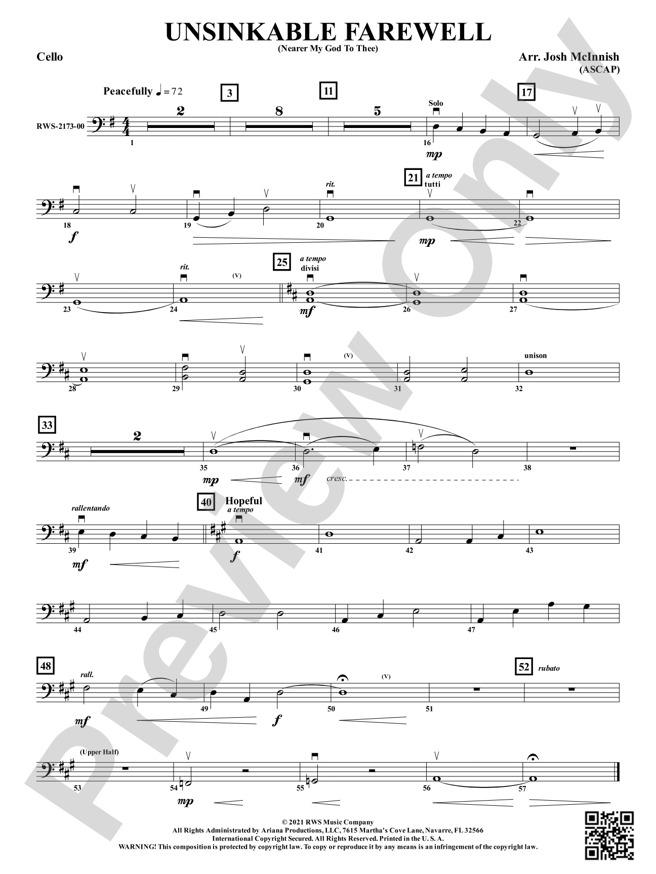Unsinkable Farewell - Nearer My God to Thee: Cello