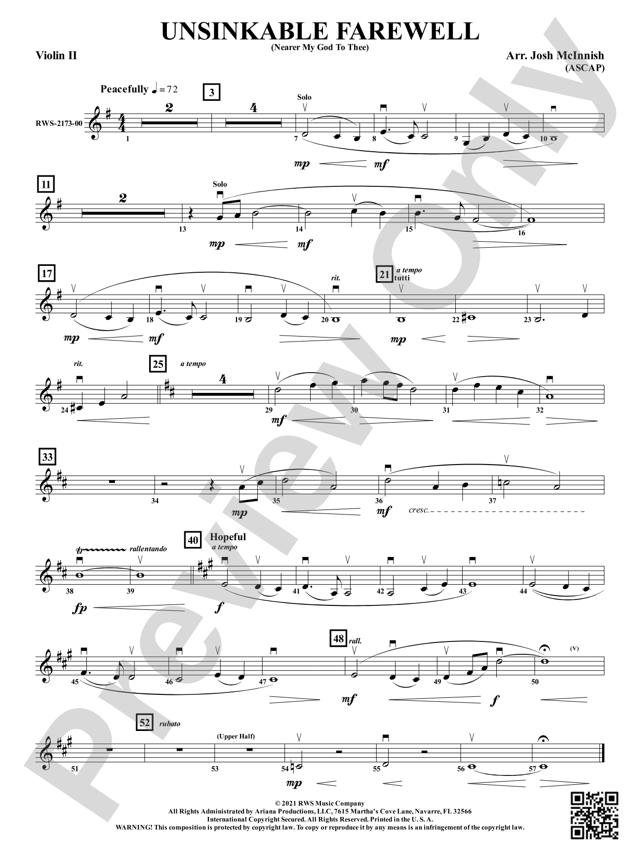 Unsinkable Farewell - Nearer My God to Thee: 2nd Violin