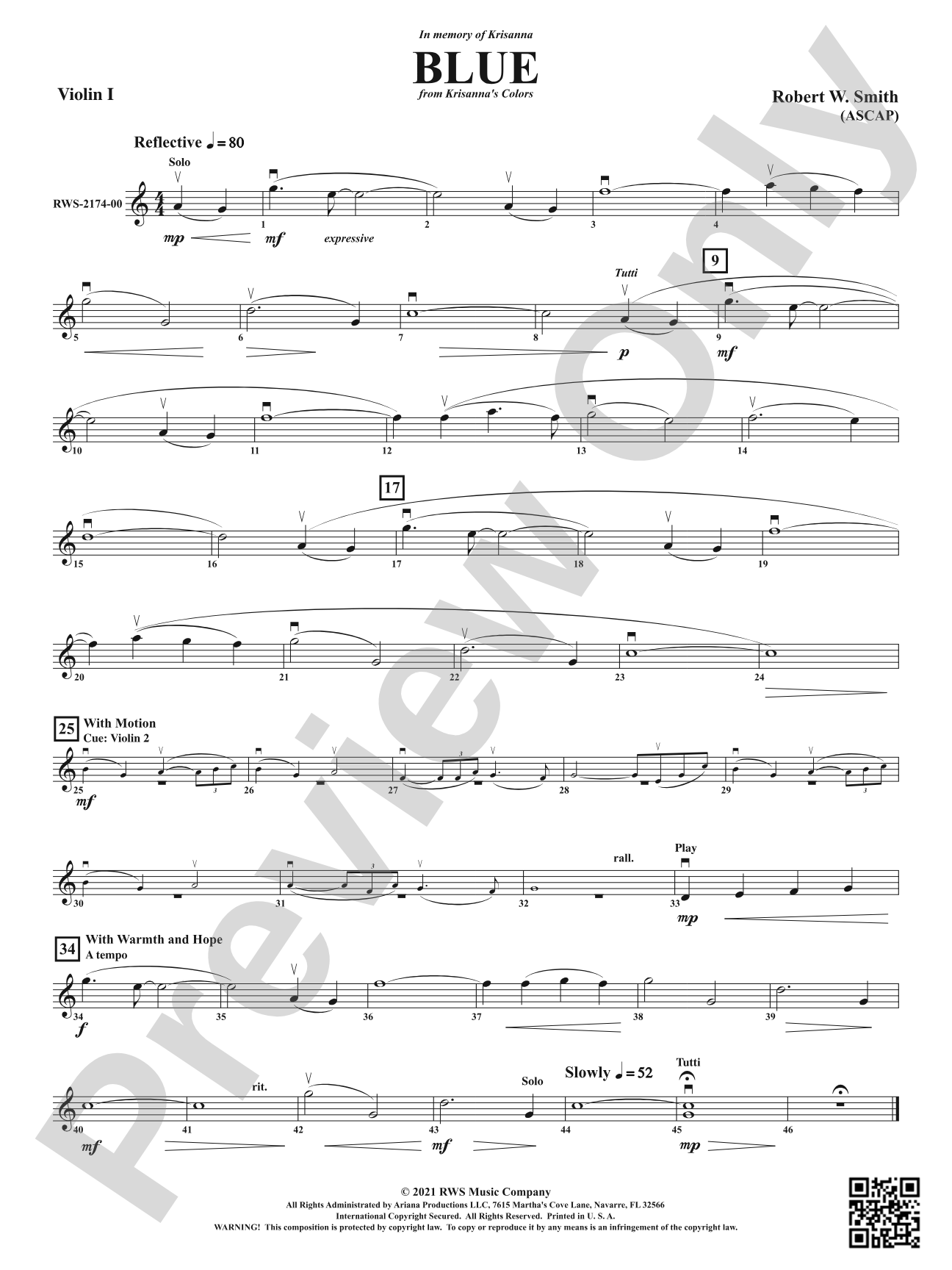Blue - From Krisanna's Colors: 1st Violin