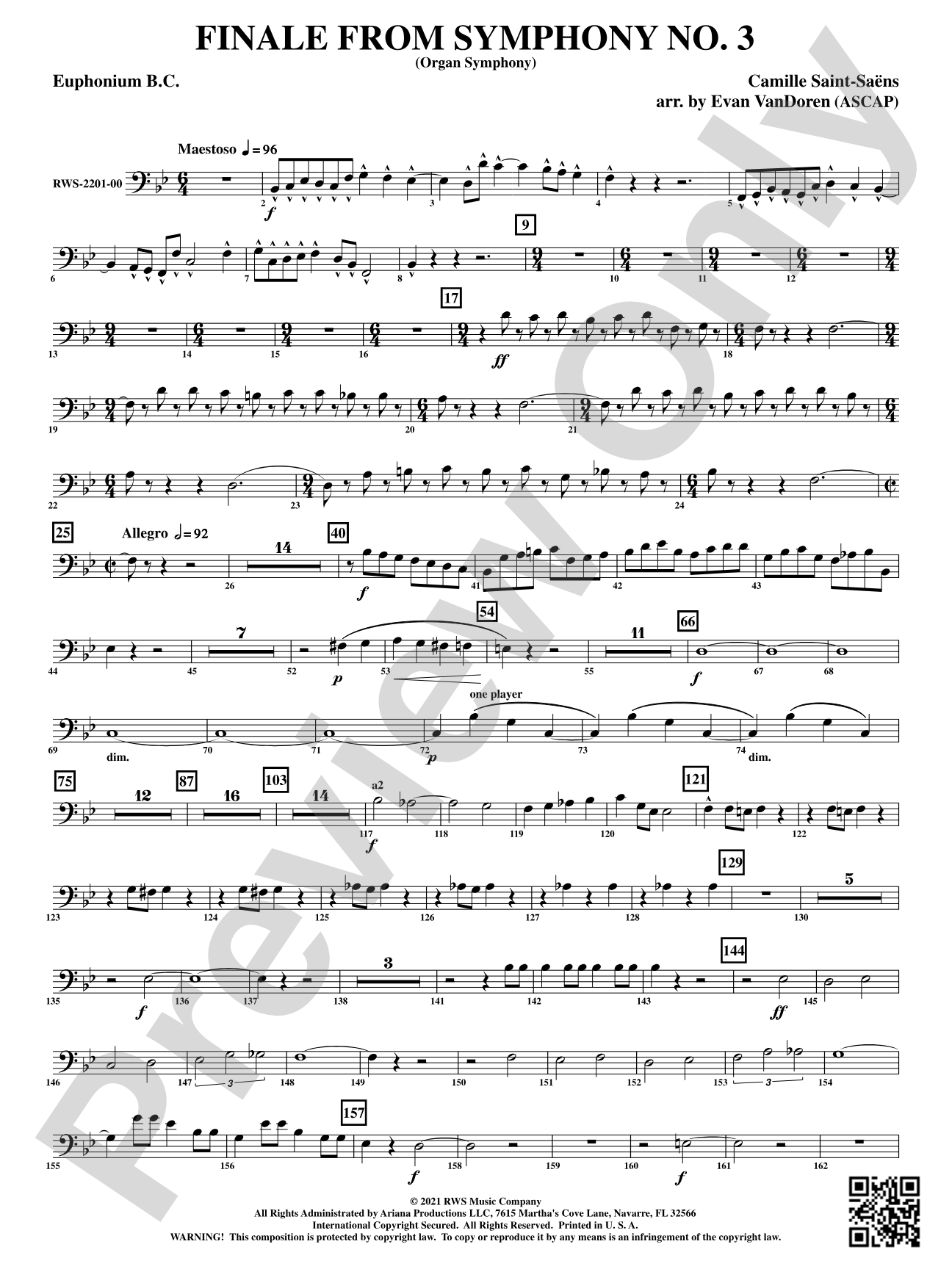 Finale from <i>Symphony No. 3</i> - Organ Symphony: Baritone B.C.