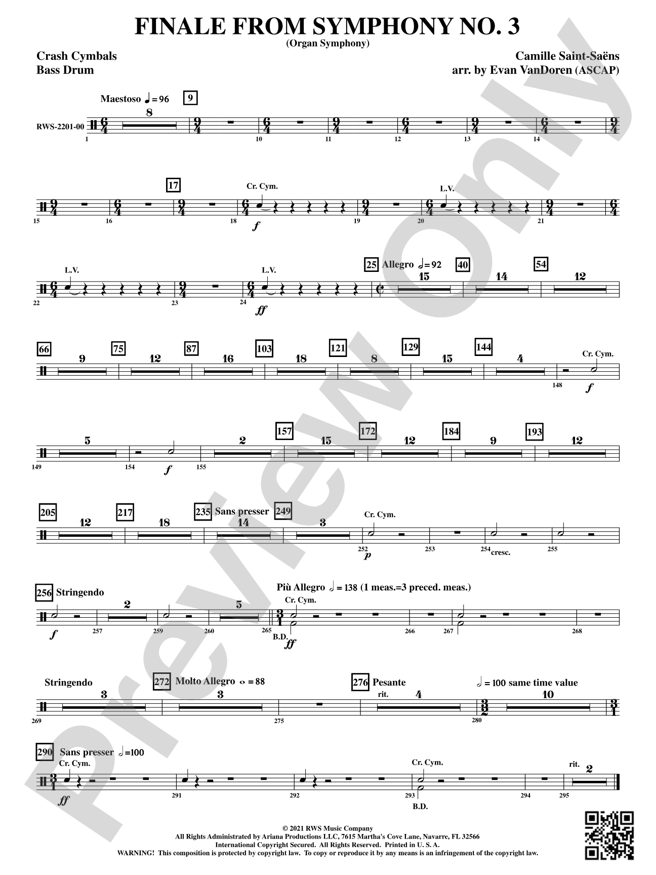 Finale from <i>Symphony No. 3</i> - Organ Symphony: Crash Cymbals / Bass Drum