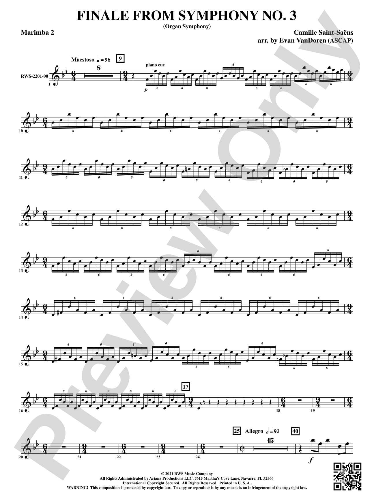 Finale from <i>Symphony No. 3</i> - Organ Symphony: 2nd Marimba