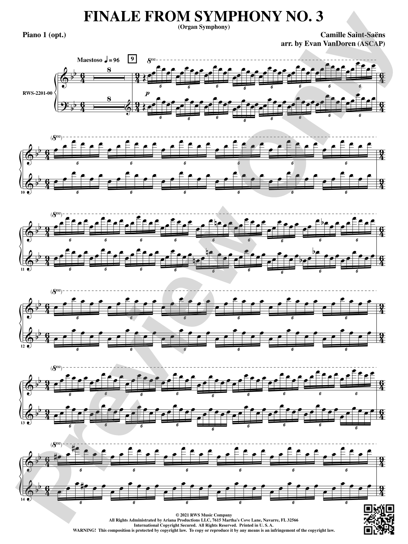Finale from <i>Symphony No. 3</i> - Organ Symphony: Optional Piano 1