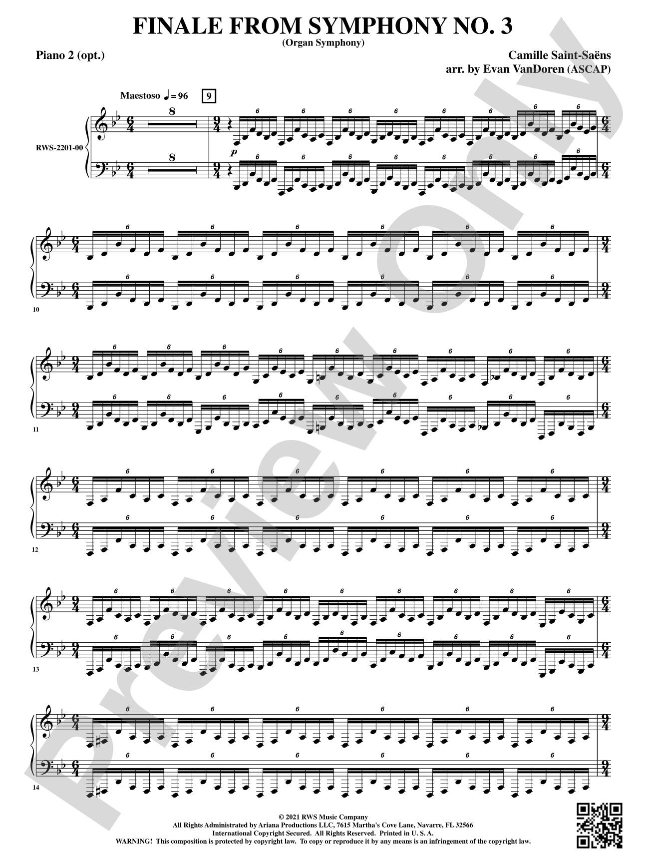 Finale from <i>Symphony No. 3</i> - Organ Symphony: Optional Piano 2