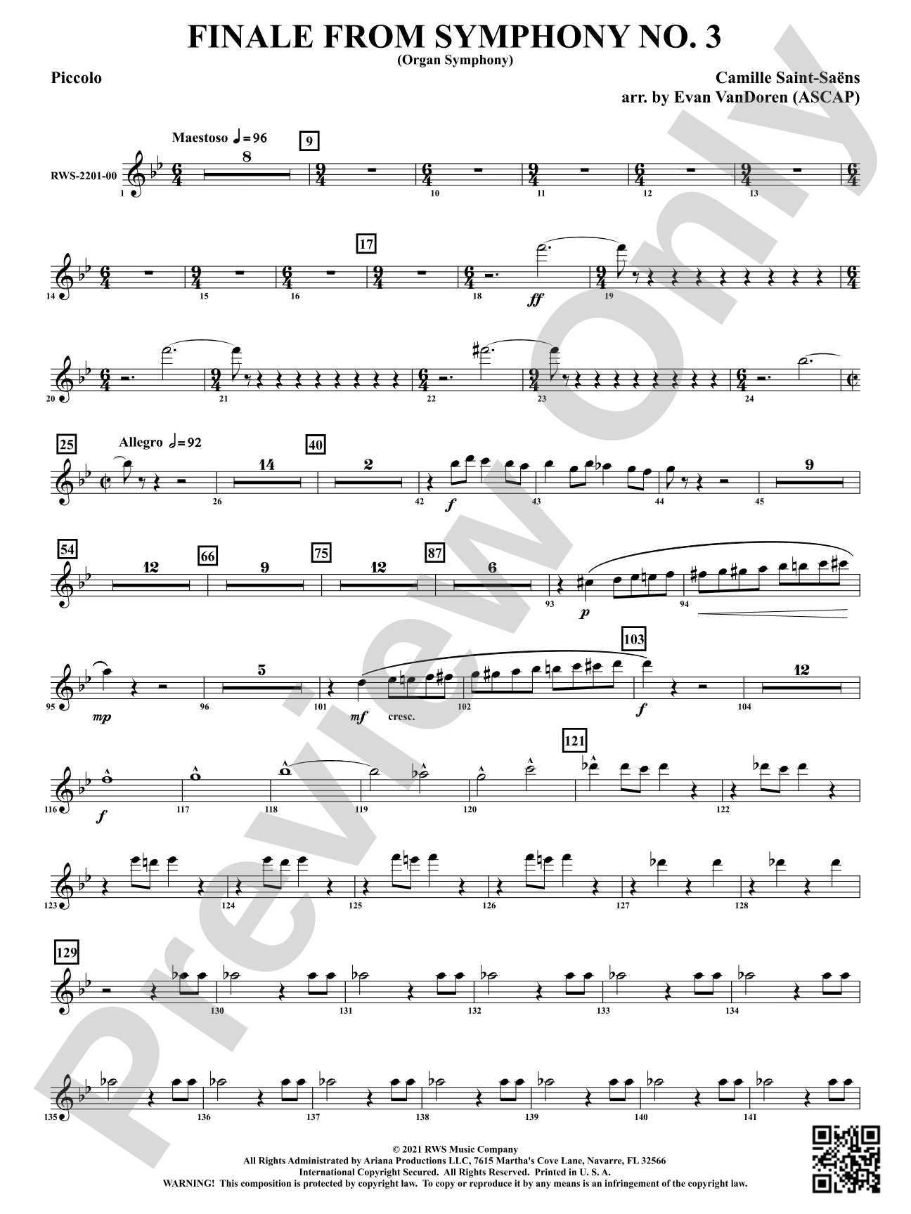 Finale from <i>Symphony No. 3</i> - Organ Symphony: Piccolo