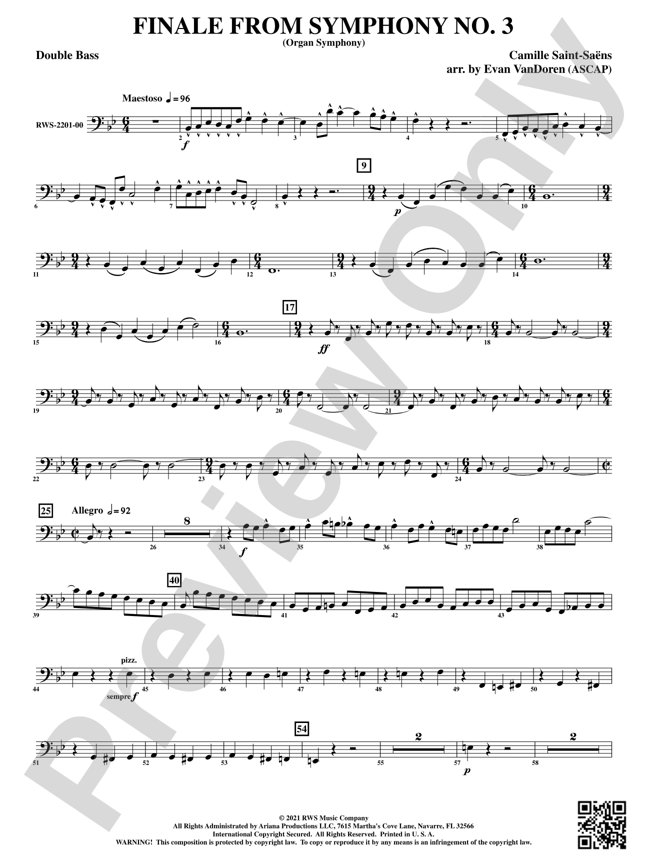Finale from <i>Symphony No. 3</i> - Organ Symphony: String Bass