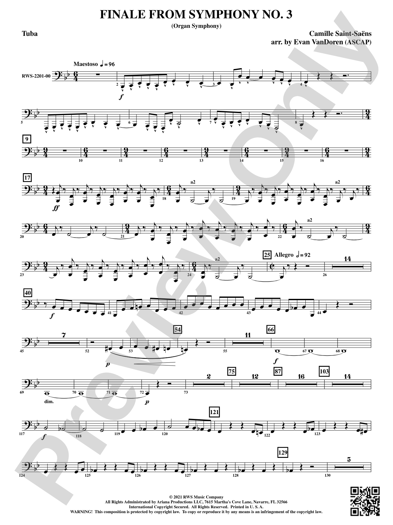 Finale from <i>Symphony No. 3</i> - Organ Symphony: Tuba