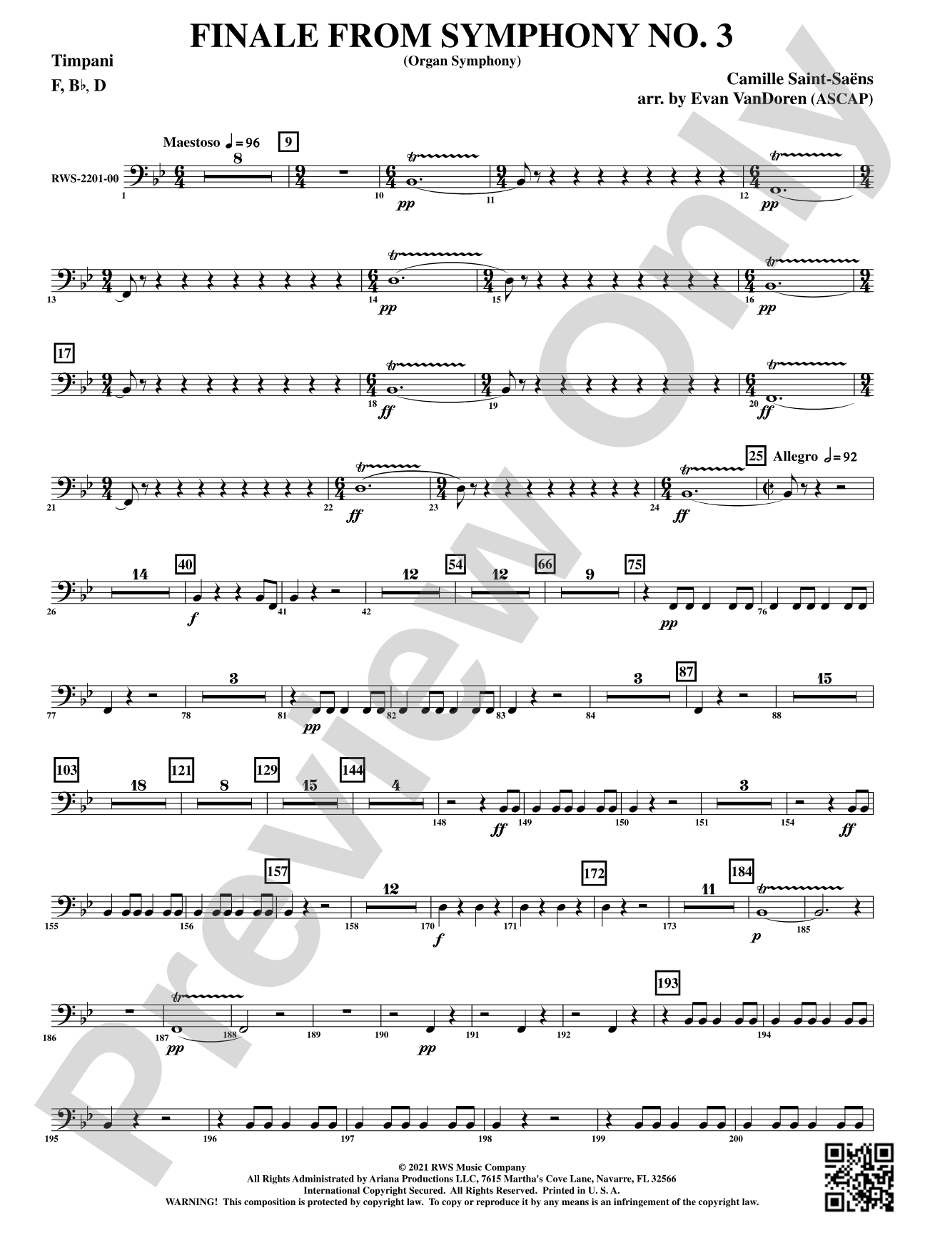 Finale from <i>Symphony No. 3</i> - Organ Symphony: Timpani