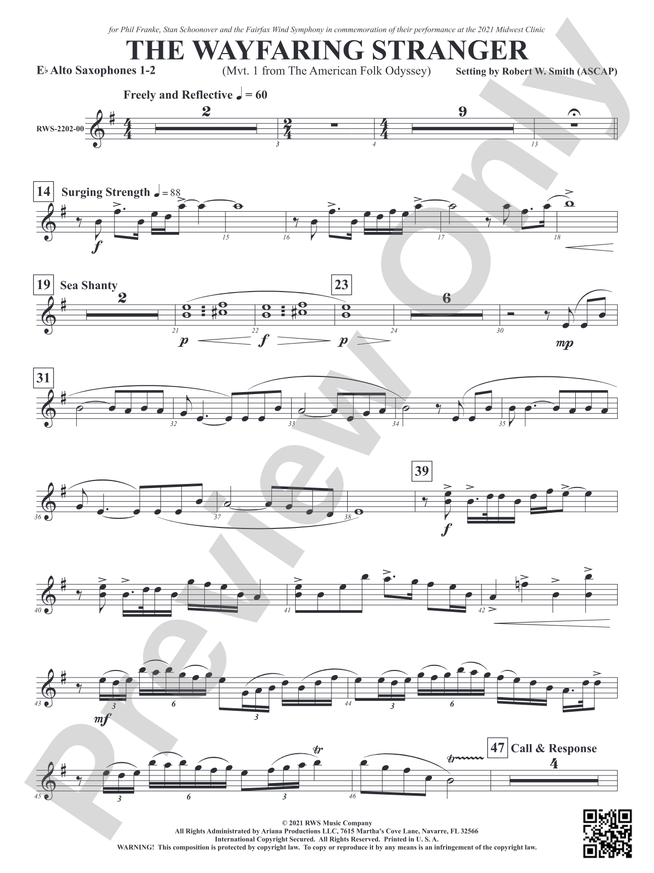 The Wayfaring Stranger - Mvt. 1 from <i>The American Folk Odyssey</i>: 1st & 2nd E-flat Alto Saxophone