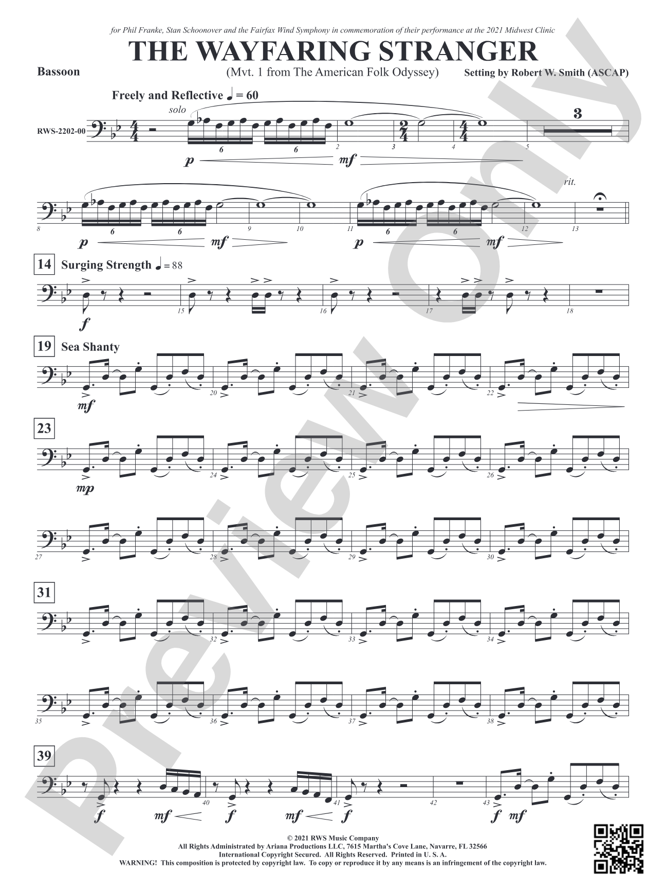 The Wayfaring Stranger - Mvt. 1 from <i>The American Folk Odyssey</i>: Bassoon