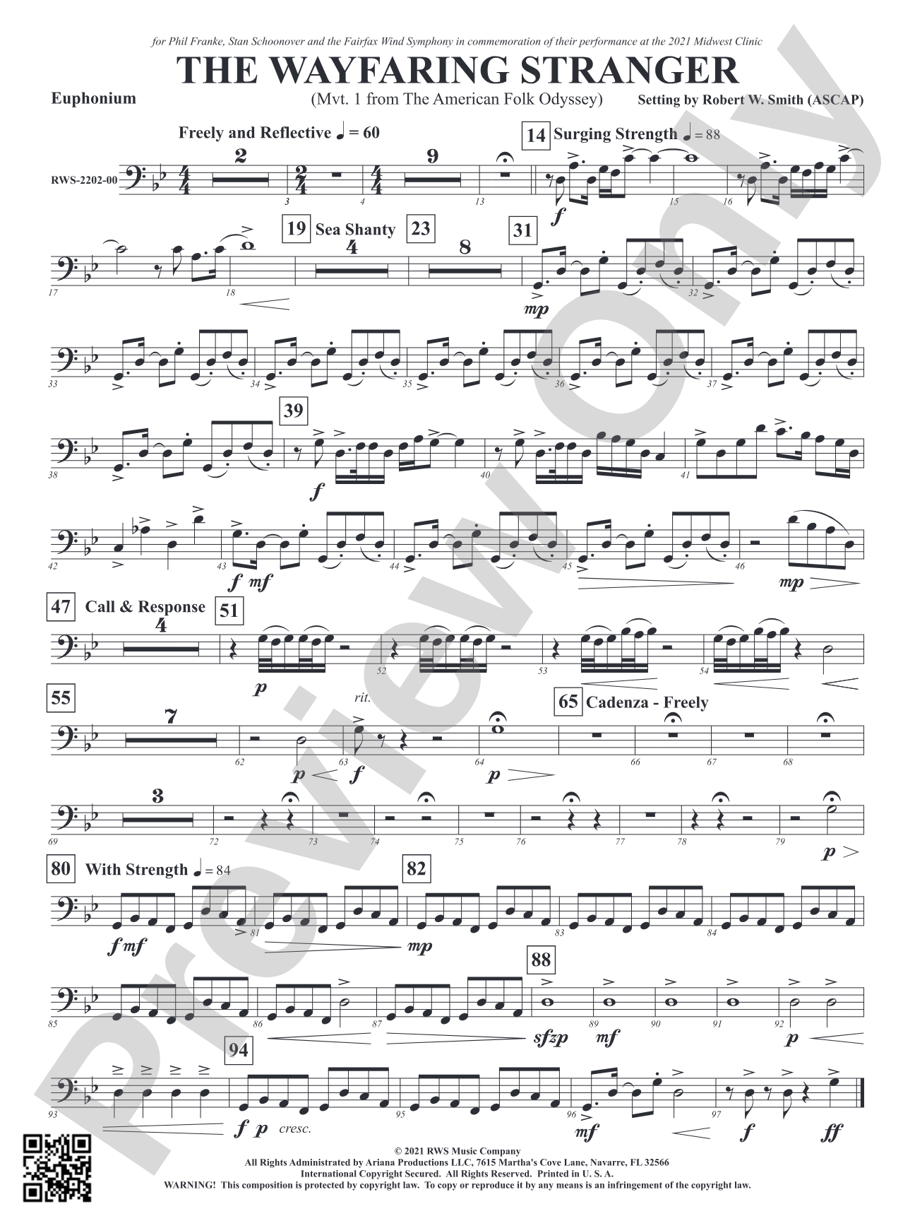 The Wayfaring Stranger - Mvt. 1 from <i>The American Folk Odyssey</i>: Baritone B.C.