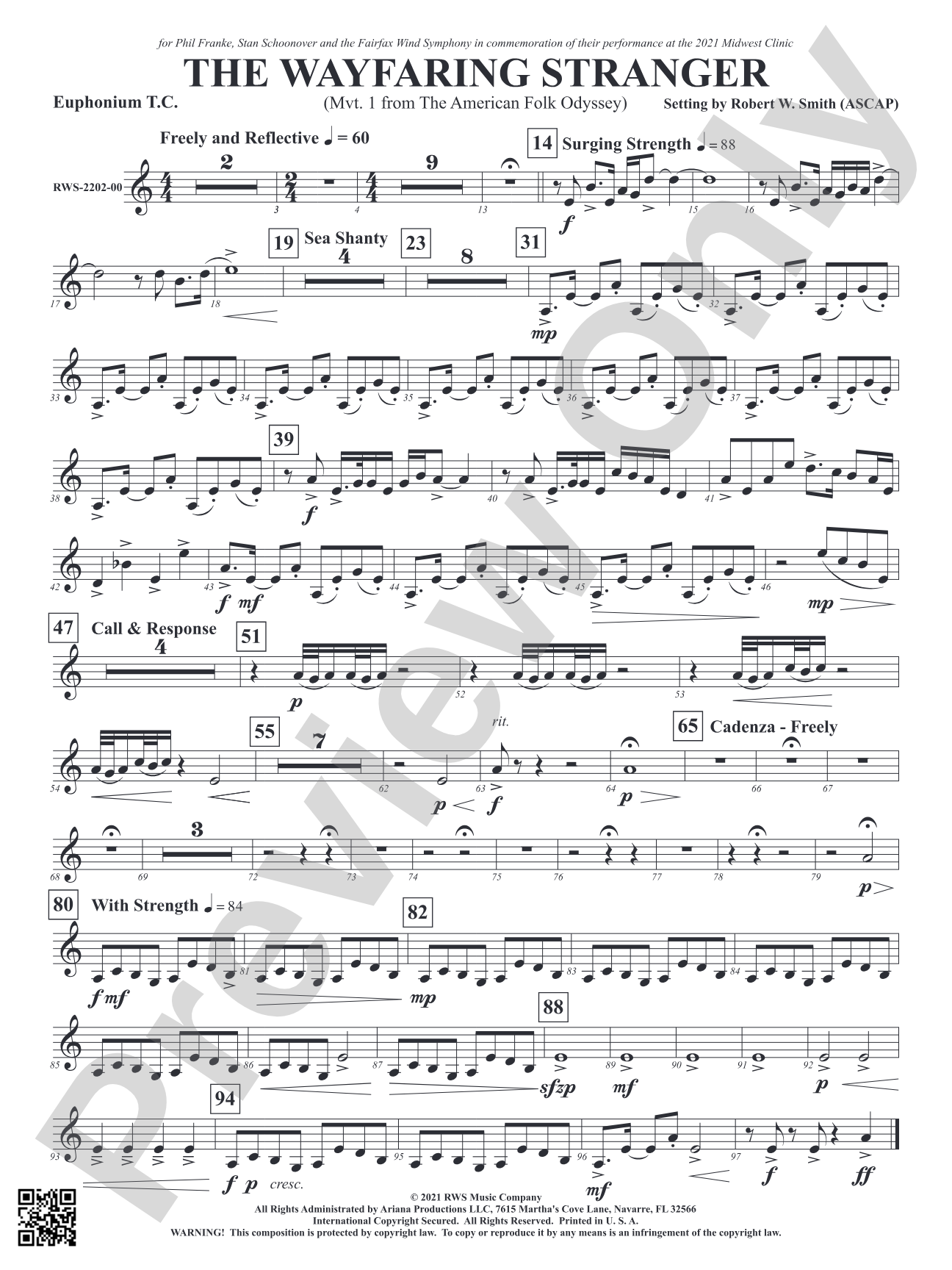 The Wayfaring Stranger - Mvt. 1 from <i>The American Folk Odyssey</i>: Baritone T.C.