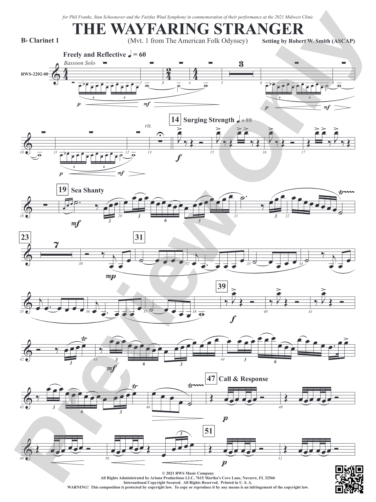 The Wayfaring Stranger - Mvt. 1 from <i>The American Folk Odyssey</i>: 1st B-flat Clarinet