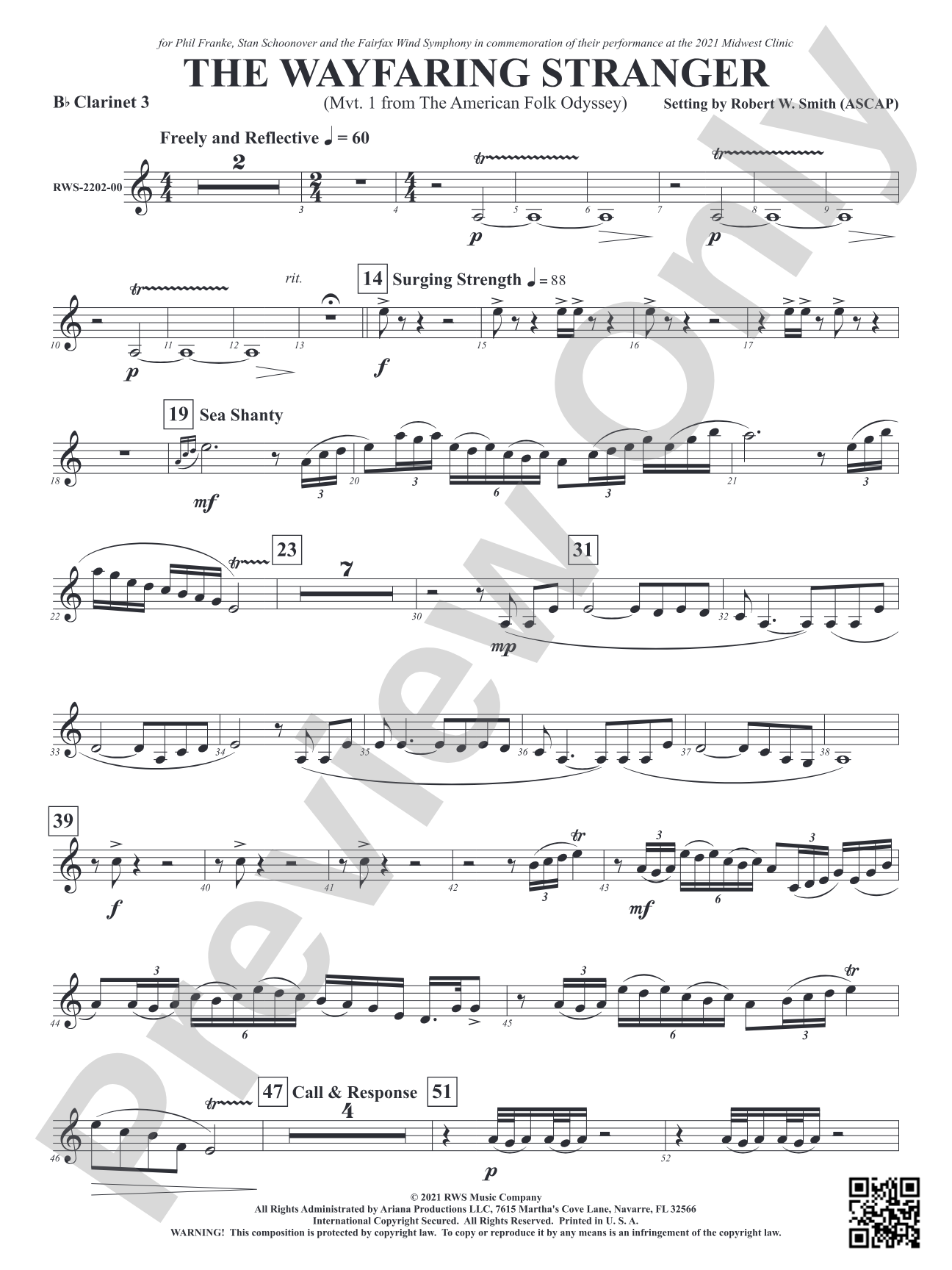 The Wayfaring Stranger - Mvt. 1 from <i>The American Folk Odyssey</i>: 3rd B-flat Clarinet