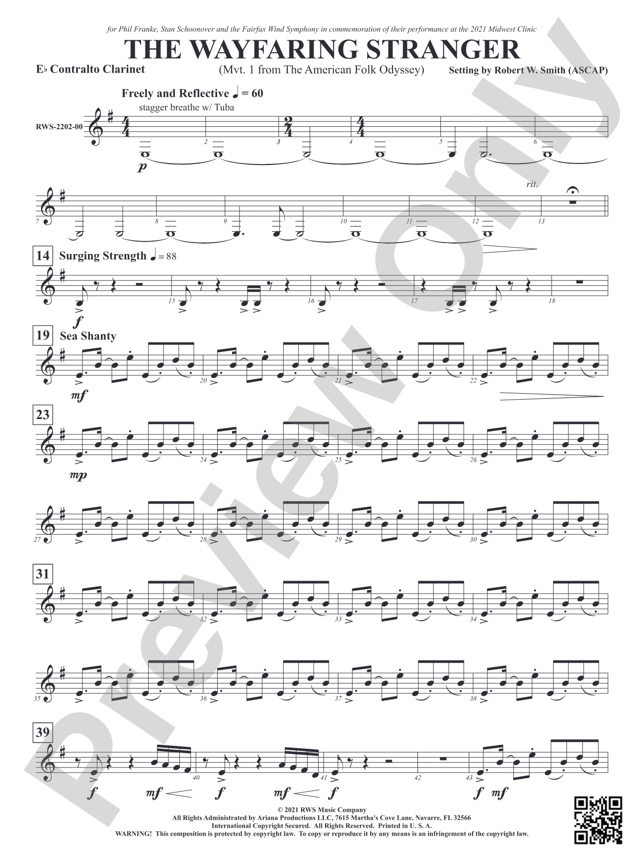 The Wayfaring Stranger - Mvt. 1 from <i>The American Folk Odyssey</i>: E-flat Contra-Alto Clarinet