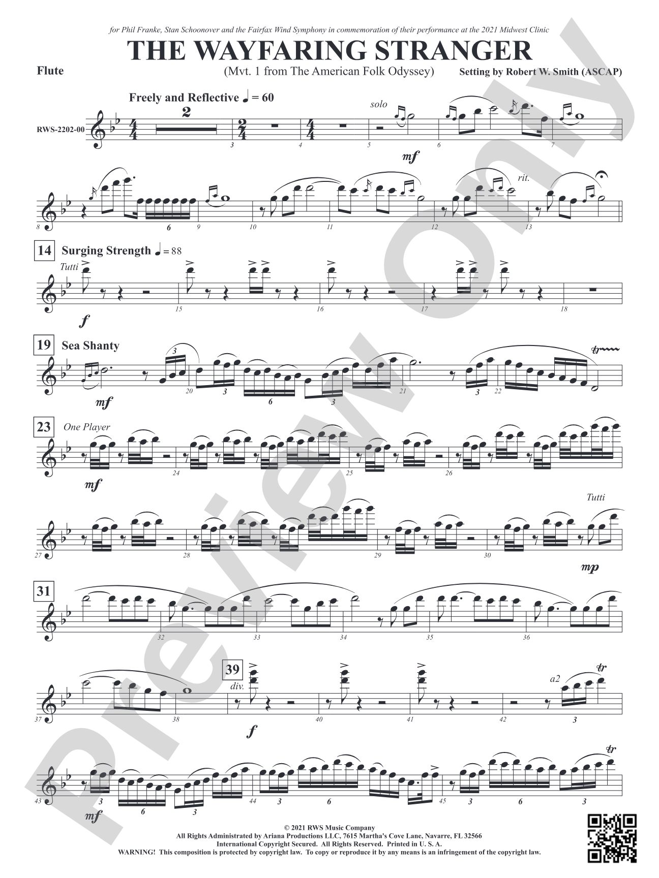 The Wayfaring Stranger - Mvt. 1 from <i>The American Folk Odyssey</i>: 1st Flute
