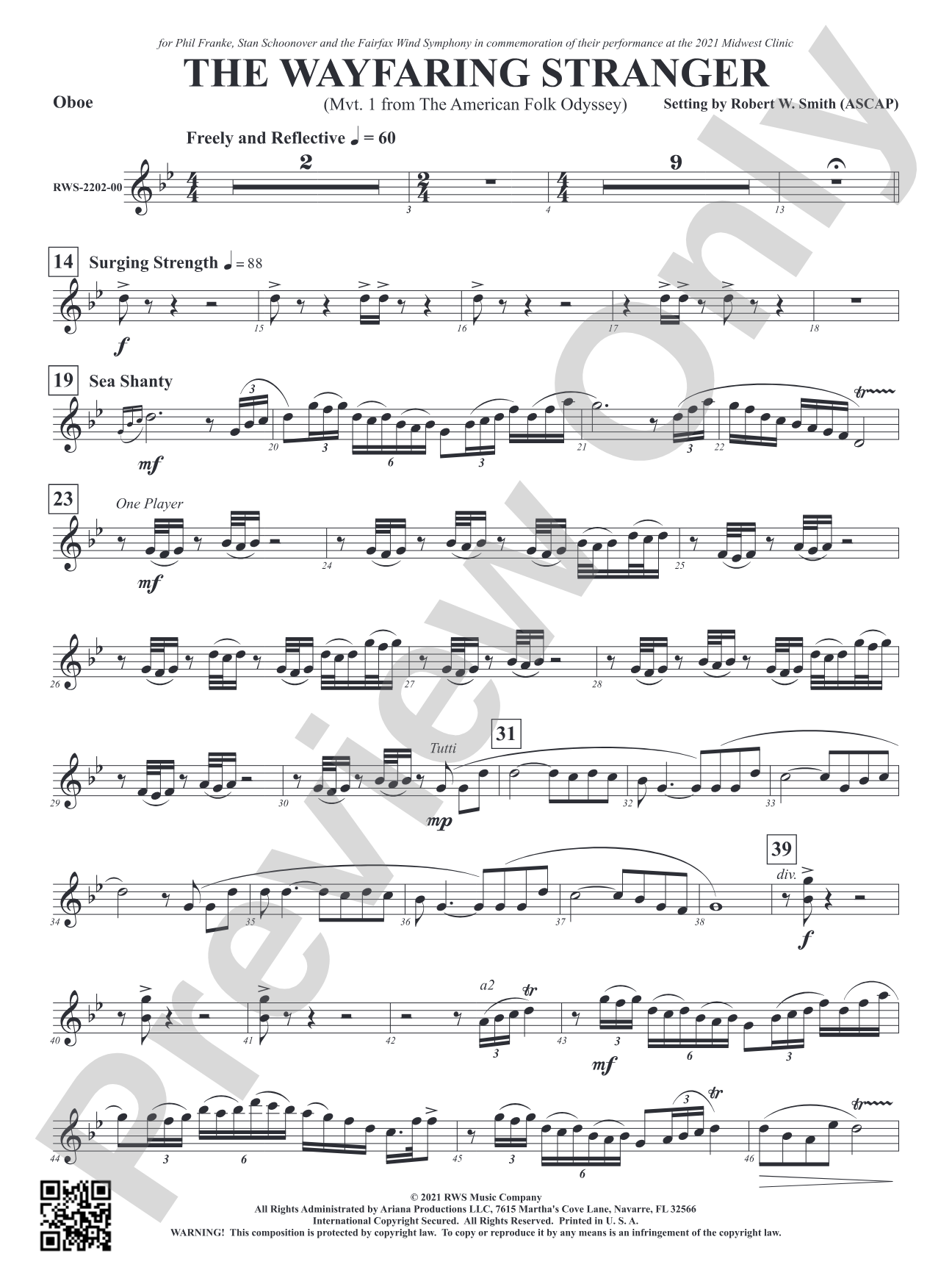 The Wayfaring Stranger - Mvt. 1 from <i>The American Folk Odyssey</i>: Oboe
