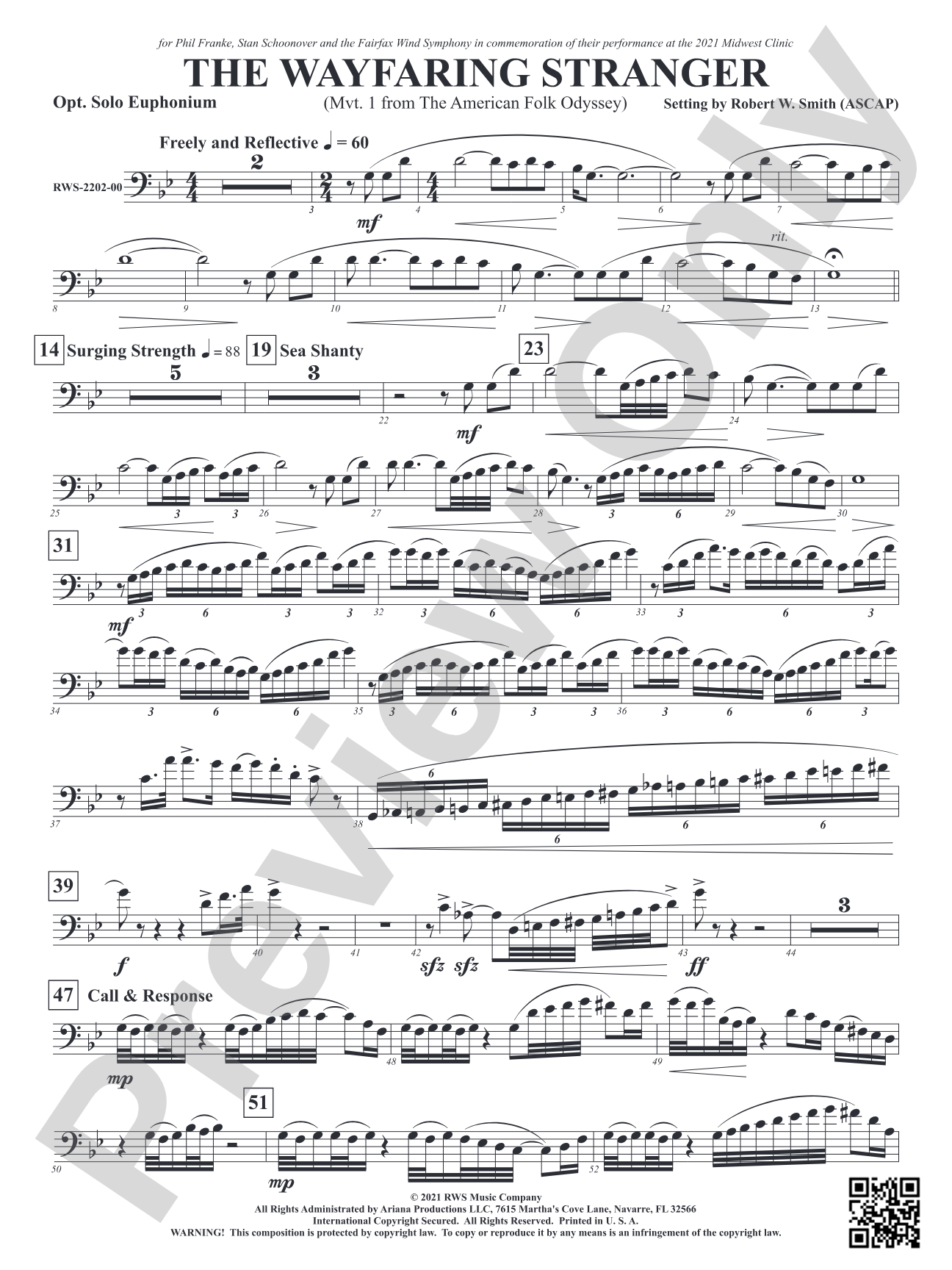 The Wayfaring Stranger - Mvt. 1 from <i>The American Folk Odyssey</i>: Optional Solo Euphonium