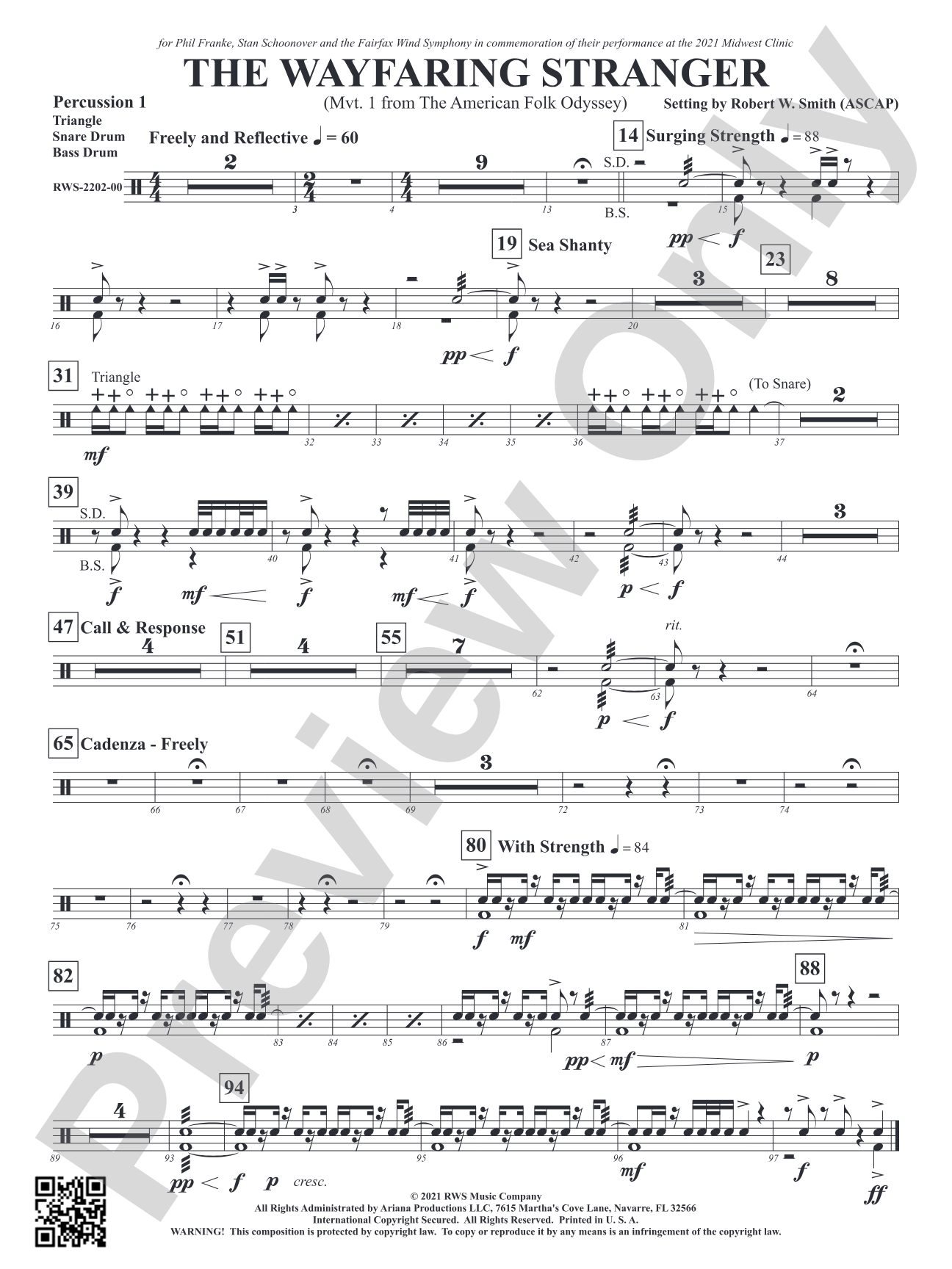 The Wayfaring Stranger - Mvt. 1 from <i>The American Folk Odyssey</i>: 1st Percussion