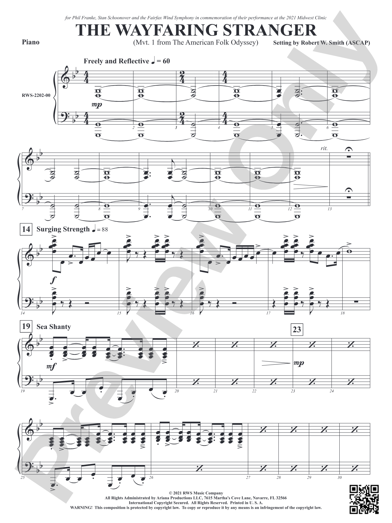 The Wayfaring Stranger - Mvt. 1 from <i>The American Folk Odyssey</i>: Piano