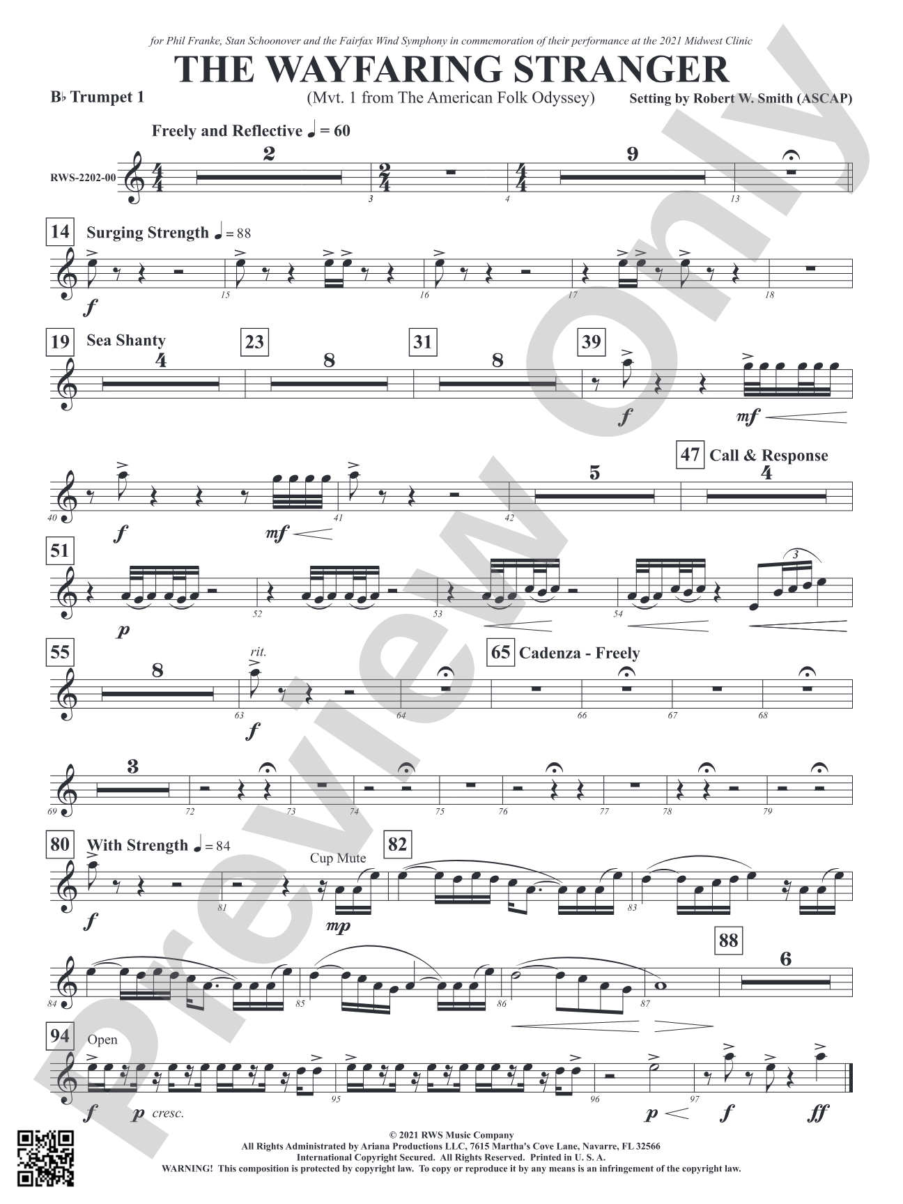 The Wayfaring Stranger - Mvt. 1 from <i>The American Folk Odyssey</i>: 1st B-flat Trumpet