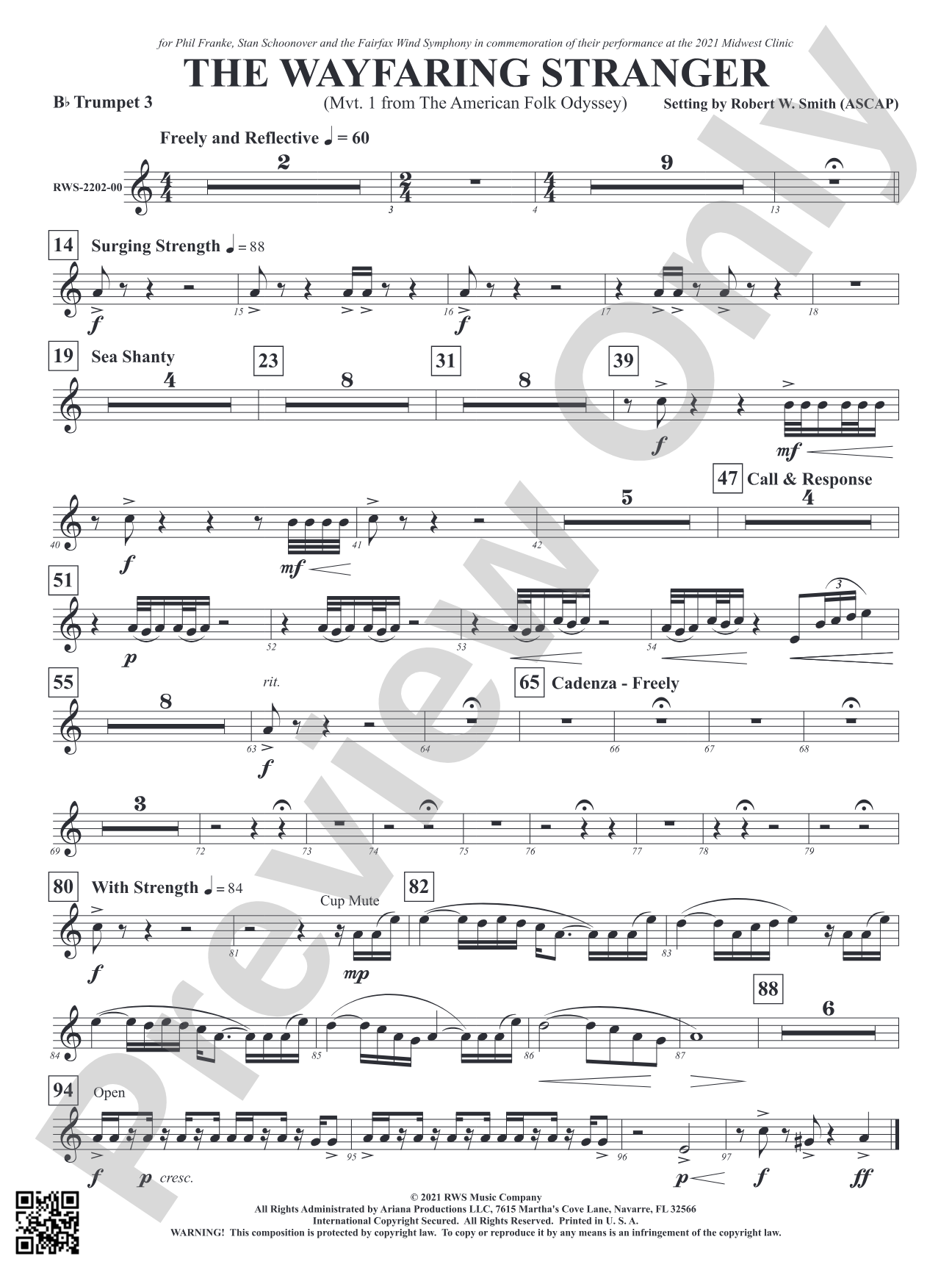 The Wayfaring Stranger - Mvt. 1 from <i>The American Folk Odyssey</i>: 3rd B-flat Trumpet