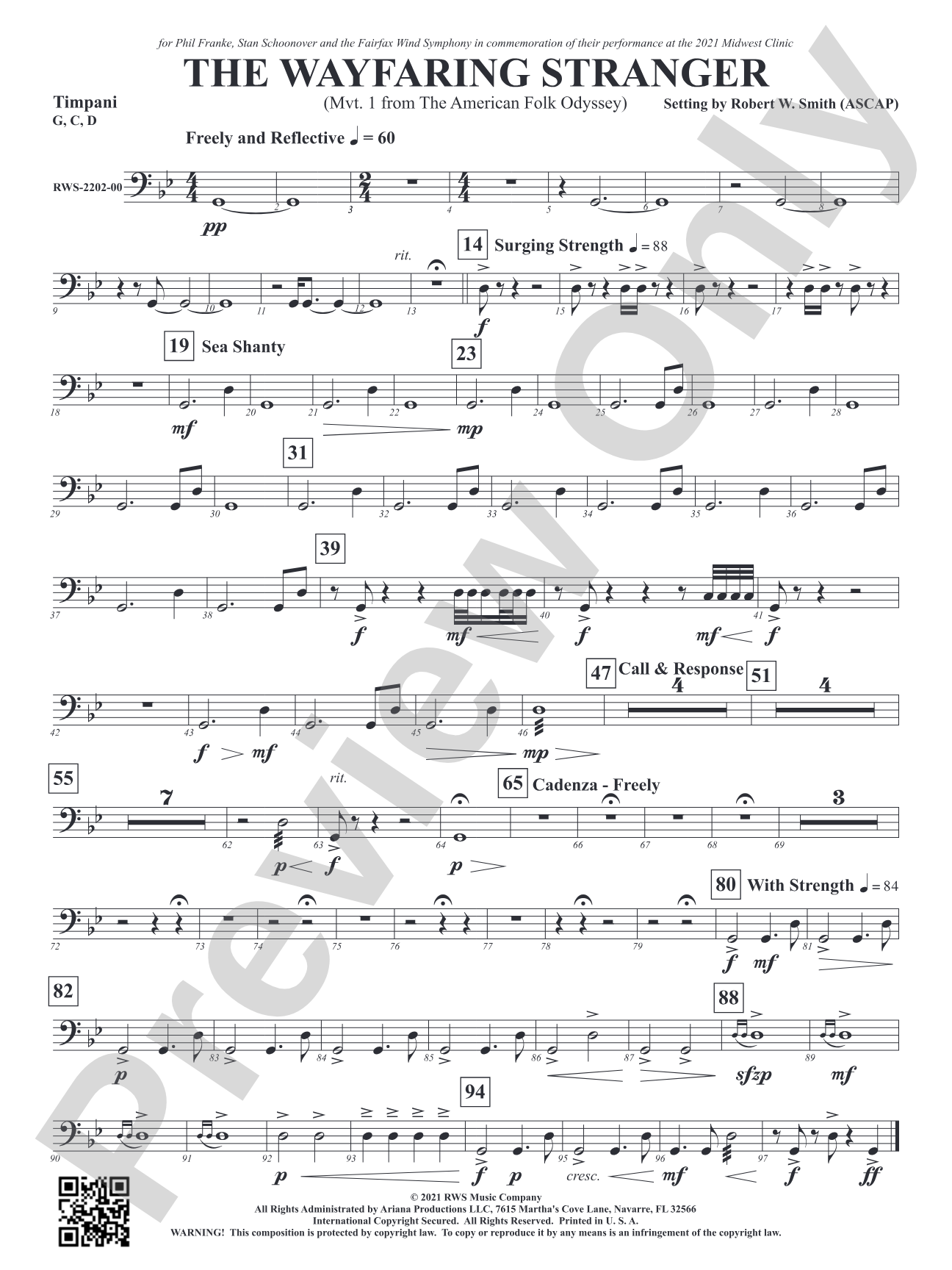 The Wayfaring Stranger - Mvt. 1 from <i>The American Folk Odyssey</i>: Timpani